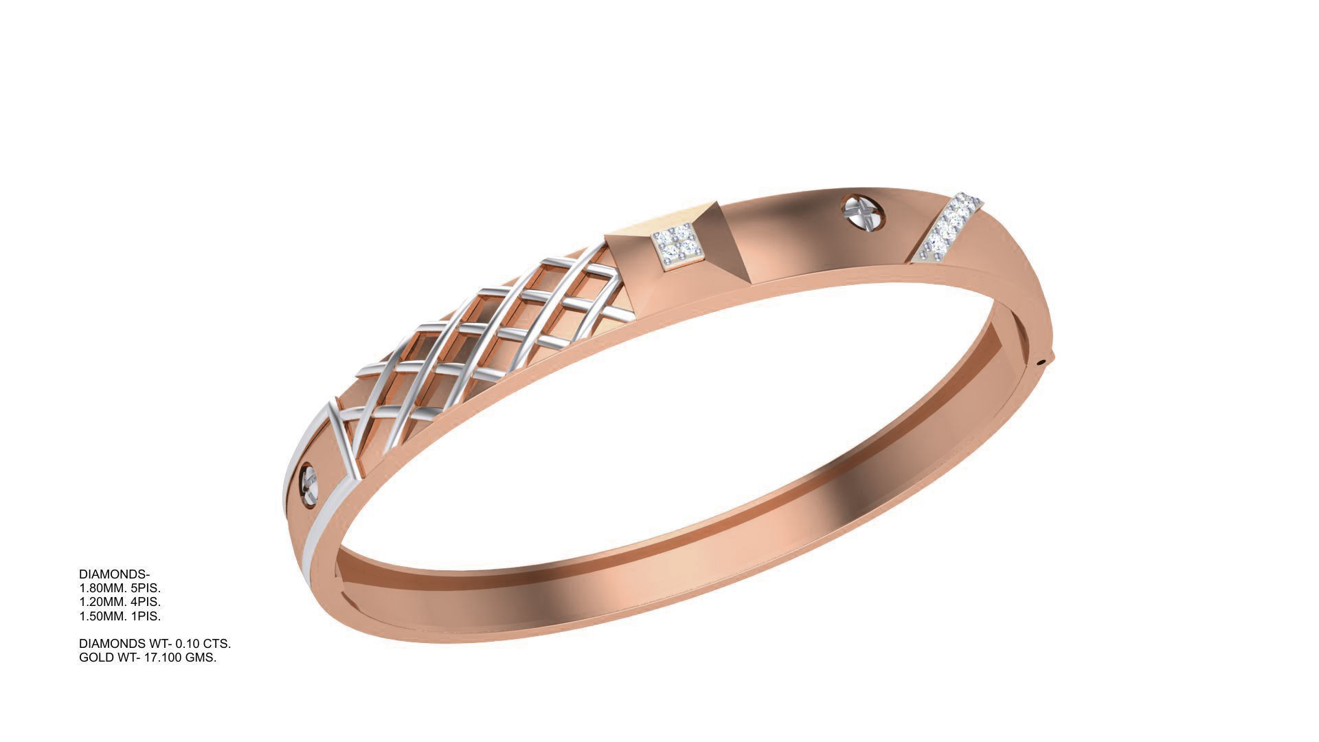 Screw Head Solid Diamond Unisex Bracelets 3dm stl renders obj  3D print model_5