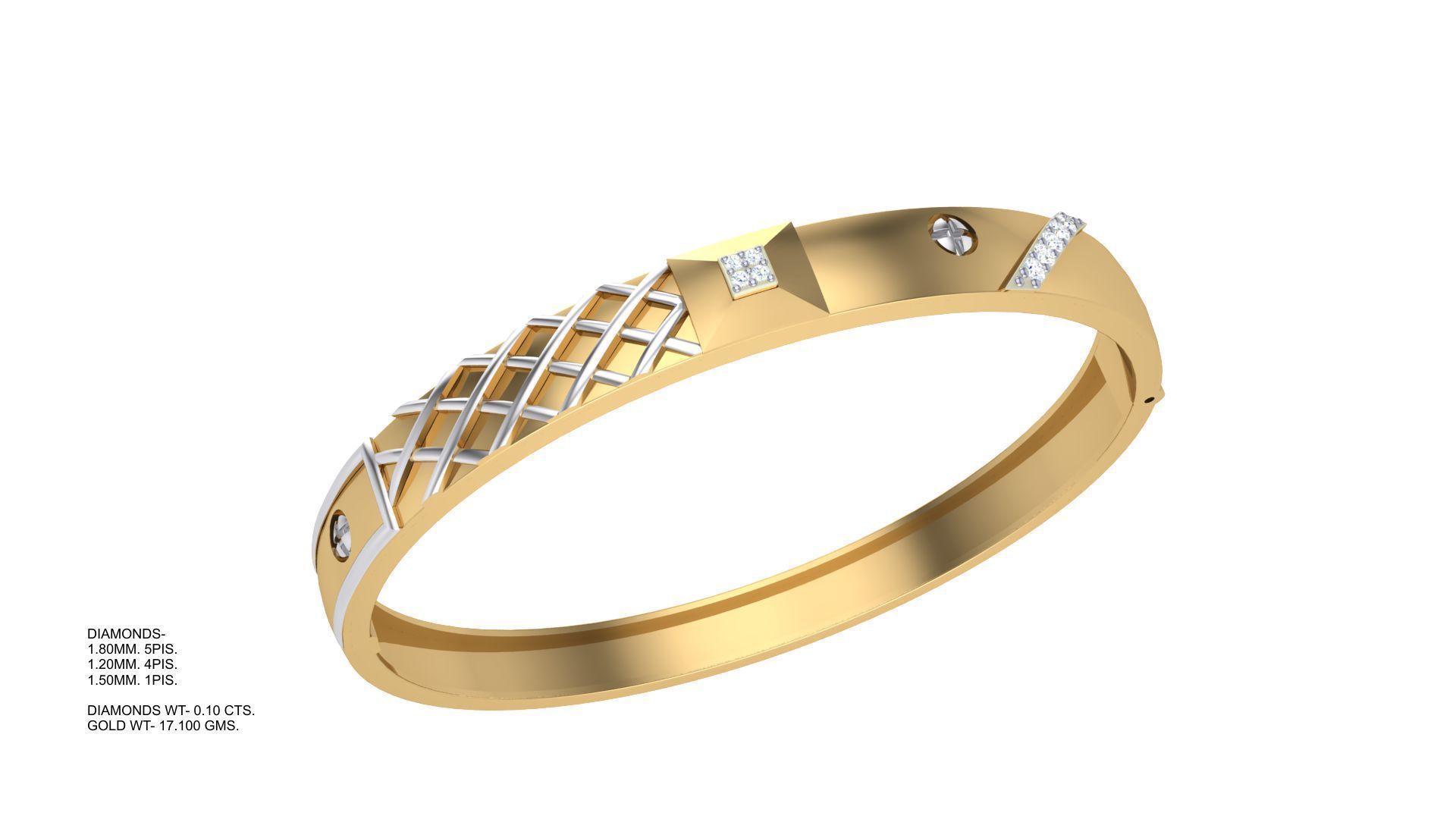 Screw Head Solid Diamond Unisex Bracelets 3dm stl renders obj  3D print model_3