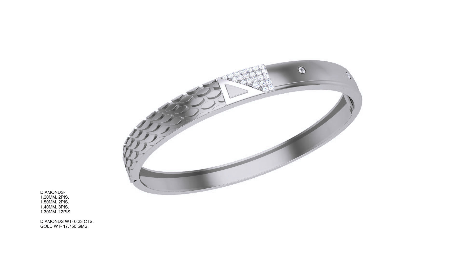 Screw Head Solid Diamond Unisex Bracelets 3dm stl renders obj 3D print model_5