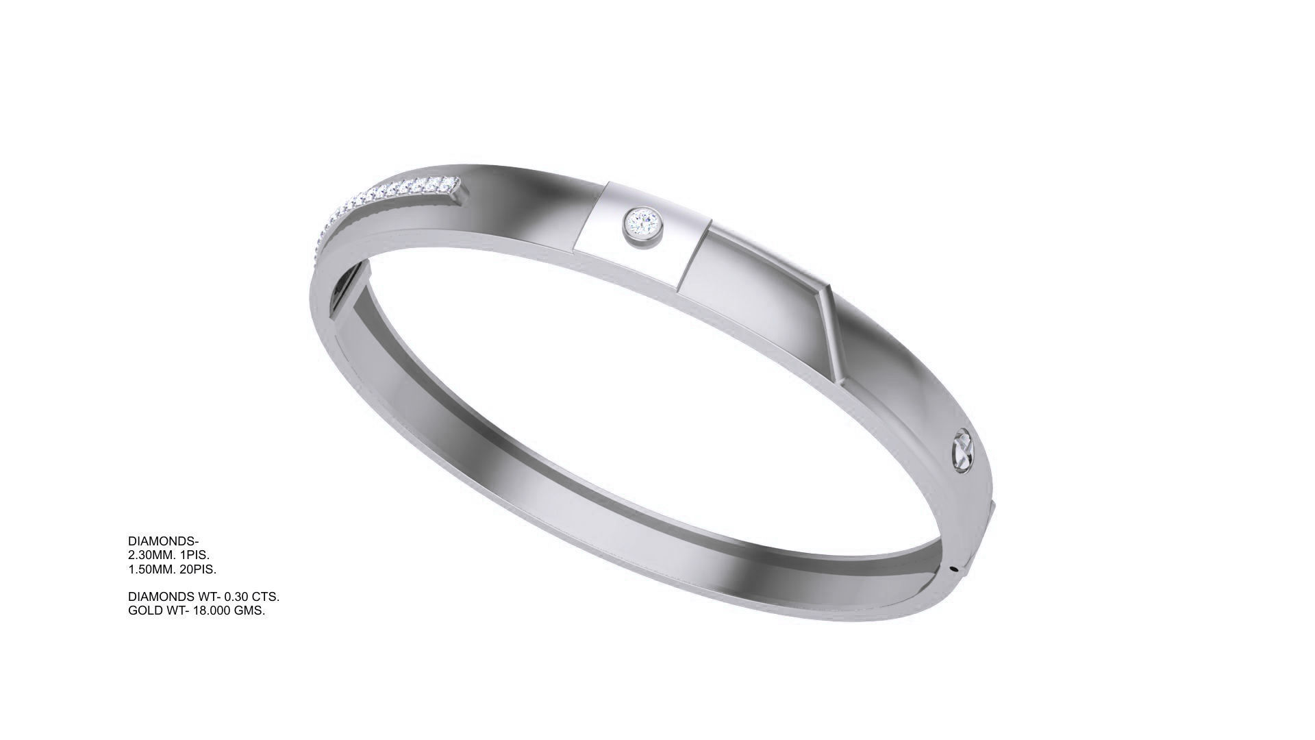 Screw Head Solid Diamond Unisex Bracelets 3dm stl renders obj  3D print model_3