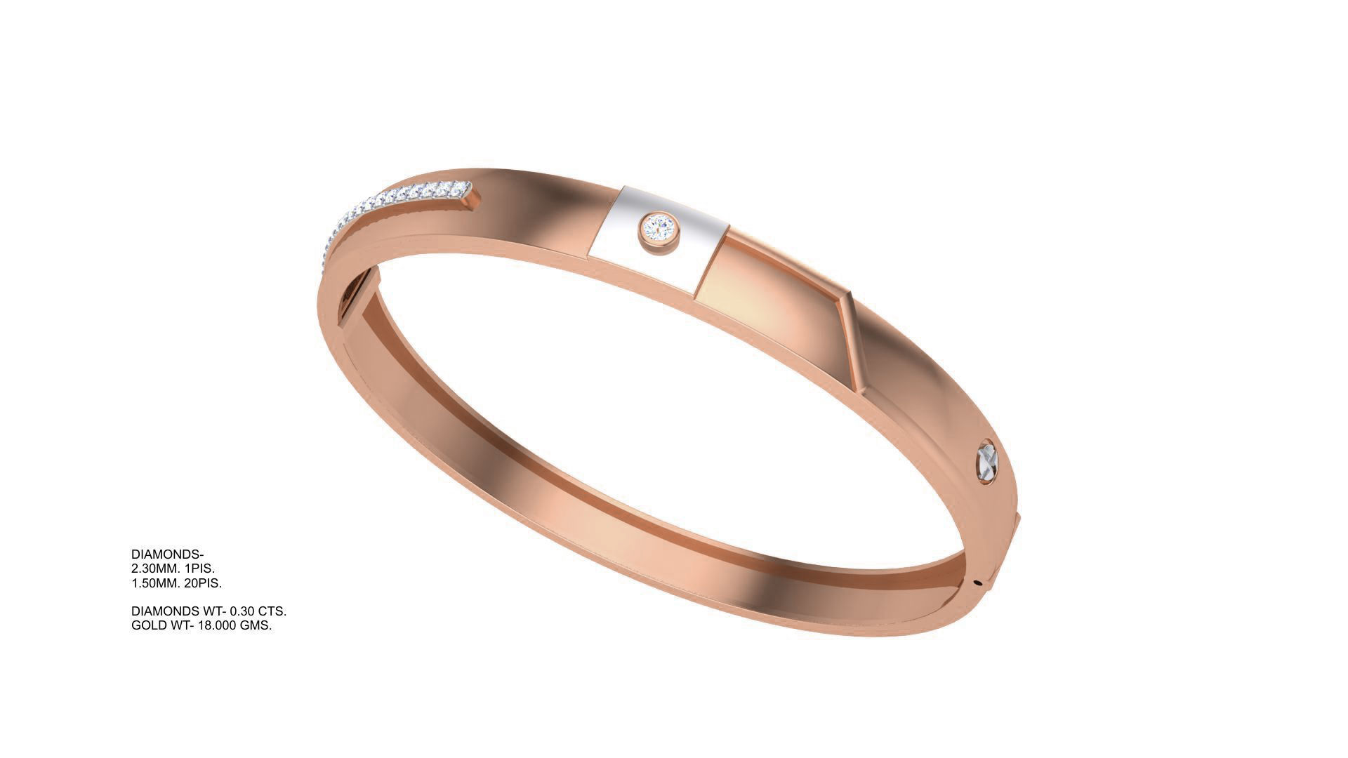 Screw Head Solid Diamond Unisex Bracelets 3dm stl renders obj  3D print model_4