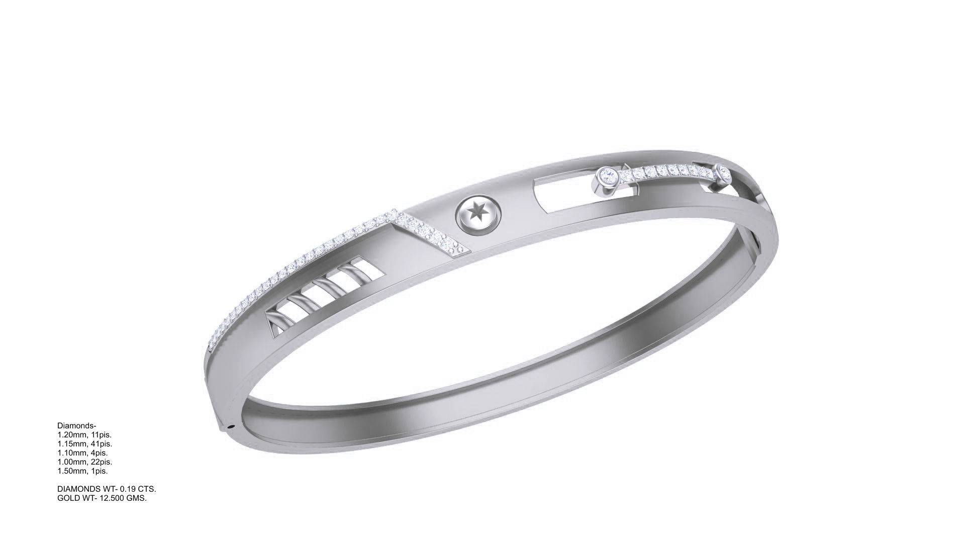 Screw Head Solid Diamond Unisex Bracelets 3dm stl renders obj  3D print model_4