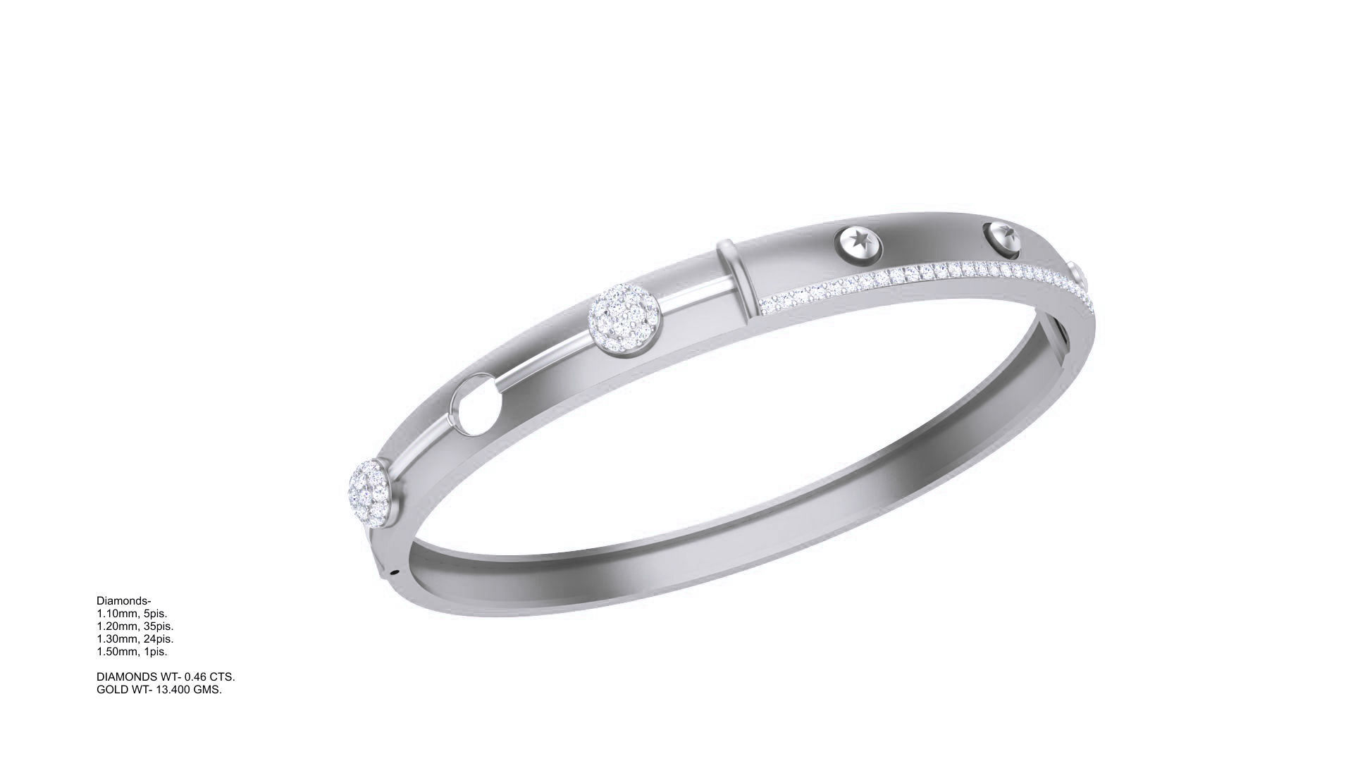 Screw Head Solid Diamond Unisex Bracelets 3dm stl renders obj 3D print model_4