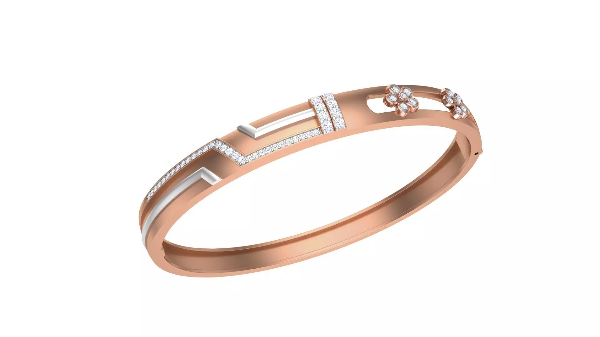 Flower Solid Diamond Unisex Bracelets 3dm stl renders obj gltf  3D print model_0