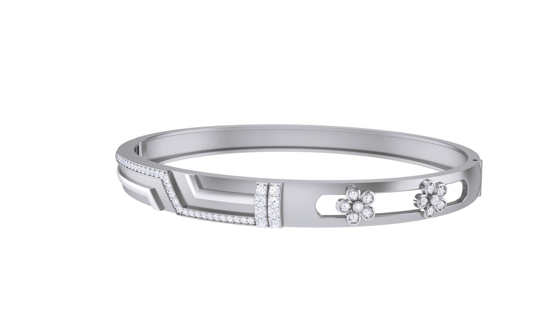 Flower Solid Diamond Unisex Bracelets 3dm stl renders obj gltf  3D print model_14