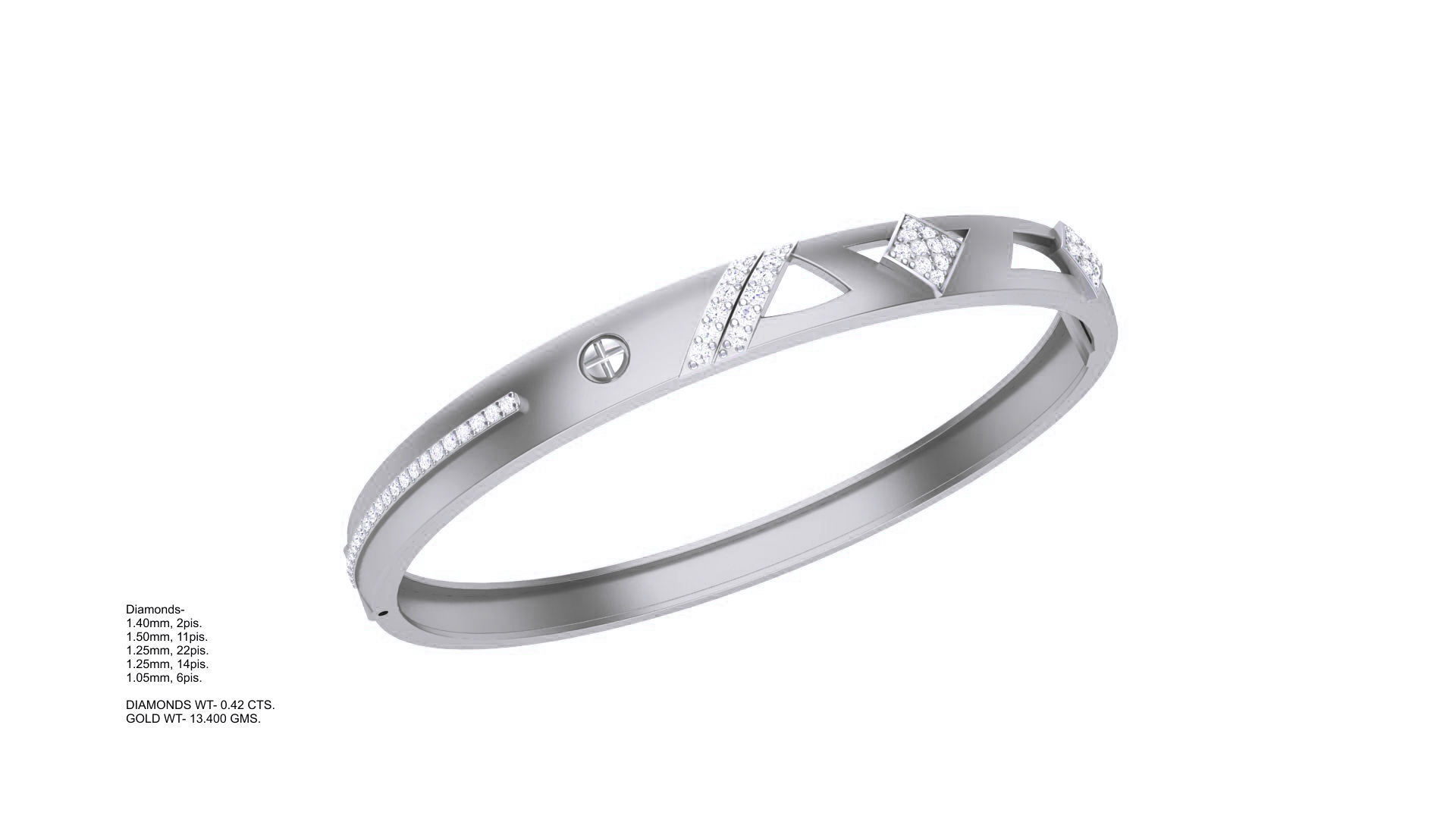 Screw Head Solid Diamond Unisex Bracelets 3dm stl renders obj 3D print model_4
