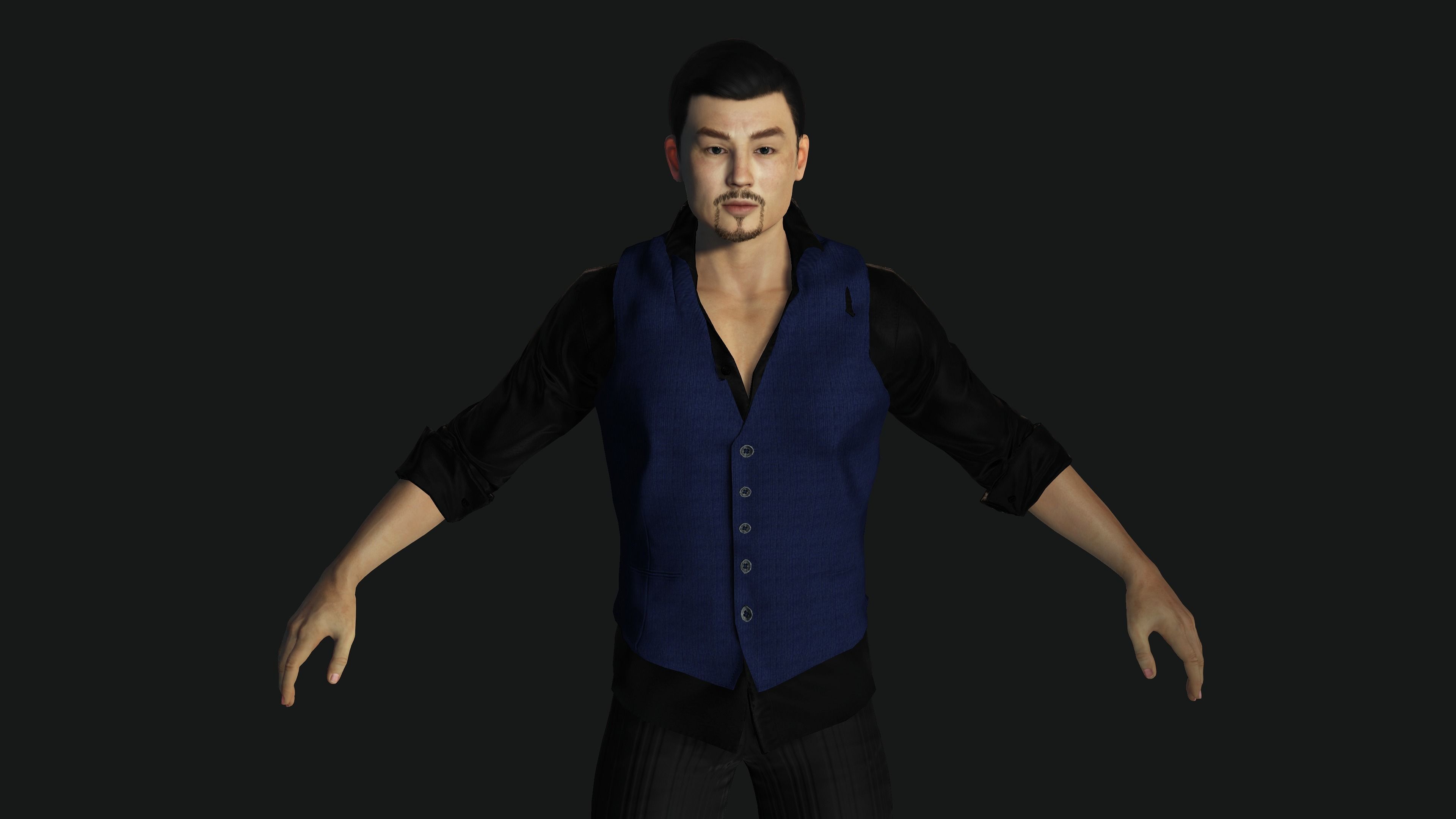 AAA 3D ASIAN JAPANES BUSINESSMAN-REALISTIC RIGGED GAME CHARACTER Low-poly 3D model_4