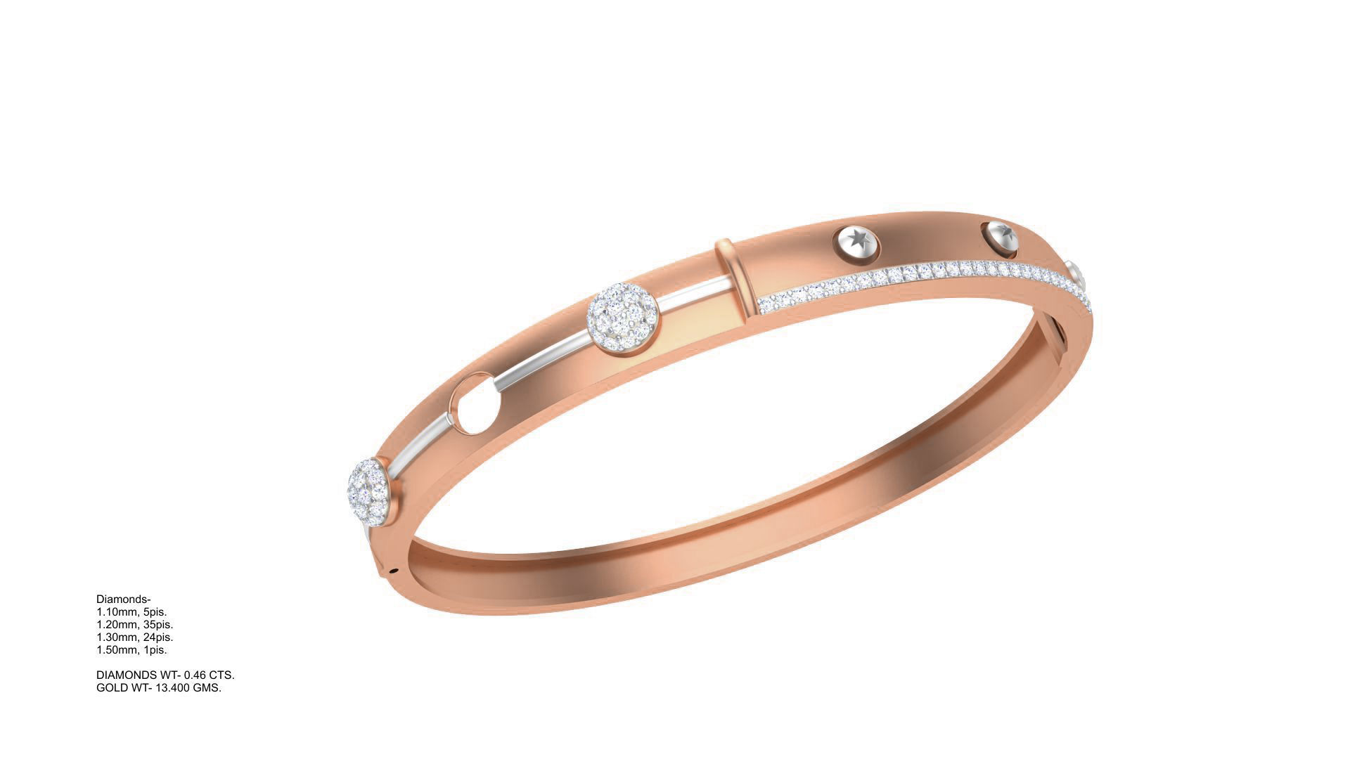 Screw Head Solid Diamond Unisex Bracelets 3dm stl renders obj  3D print model_5