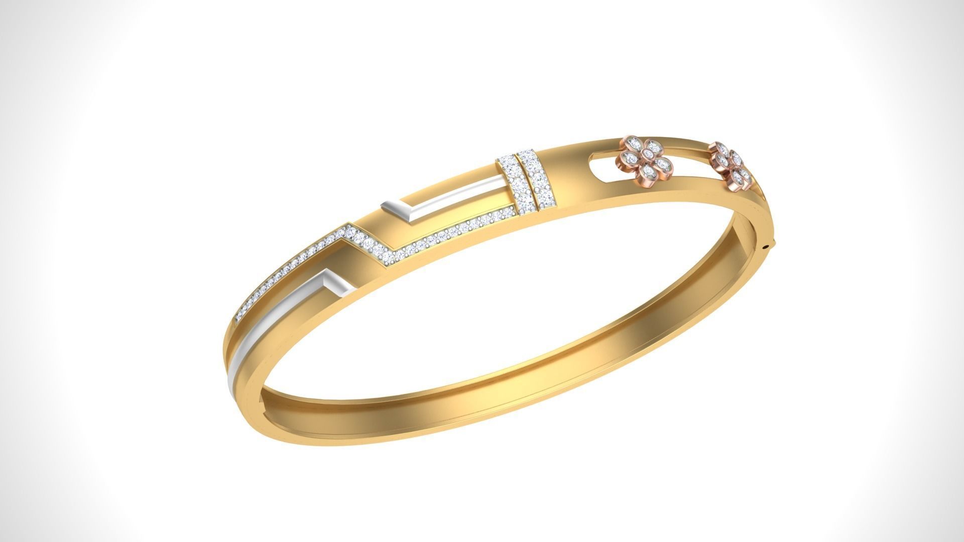 Flower Solid Diamond Unisex Bracelets 3dm stl renders obj  3D print model_2