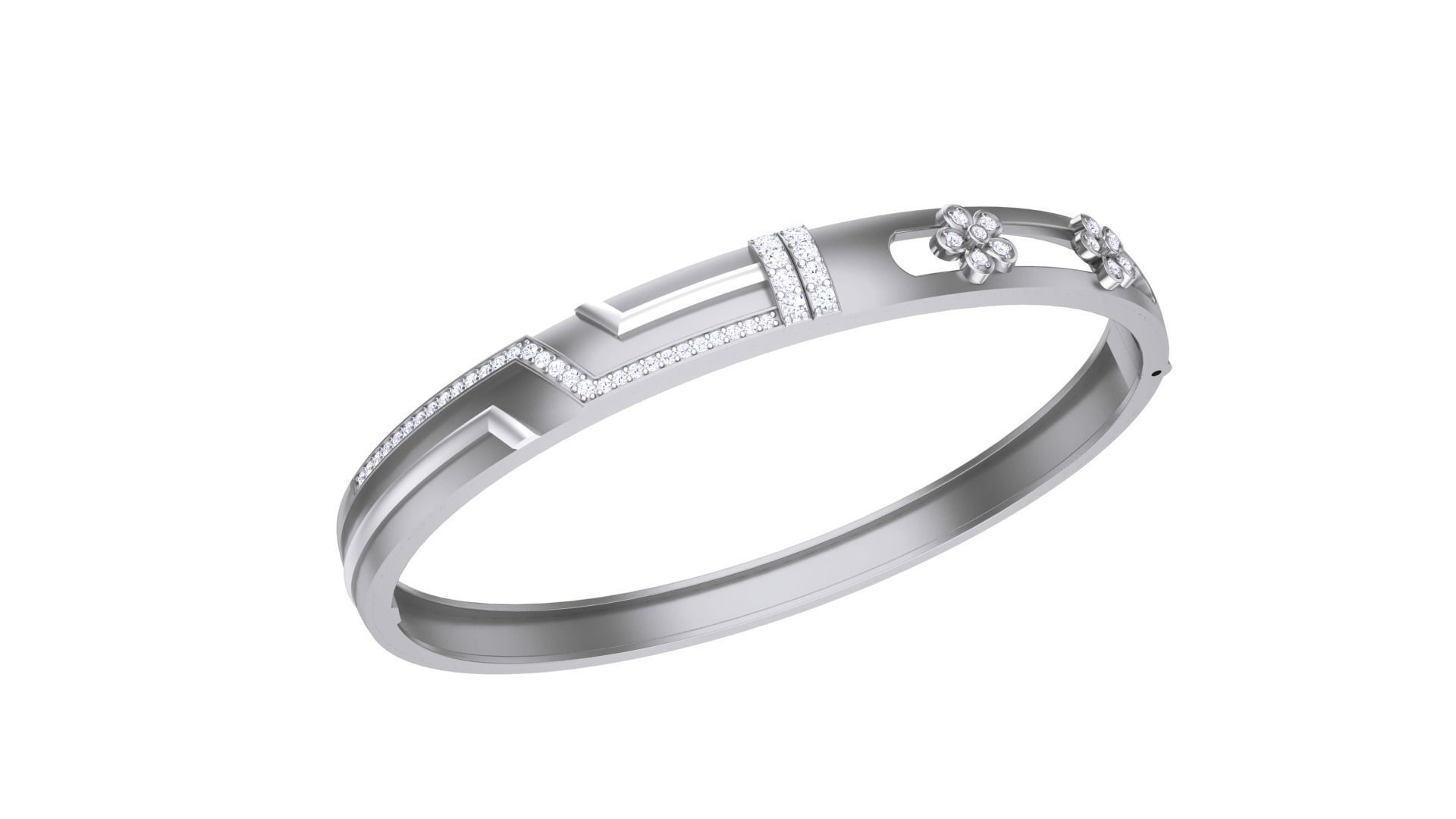 Flower Solid Diamond Unisex Bracelets 3dm stl renders obj  3D print model_1