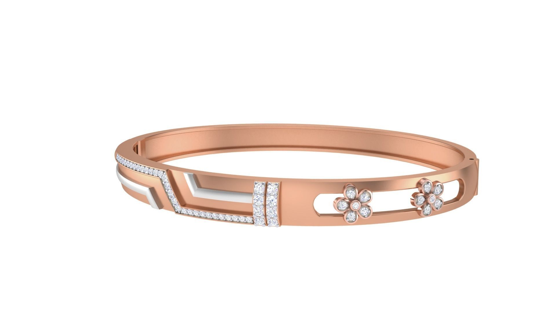 Flower Solid Diamond Unisex Bracelets 3dm stl renders obj  3D print model_14