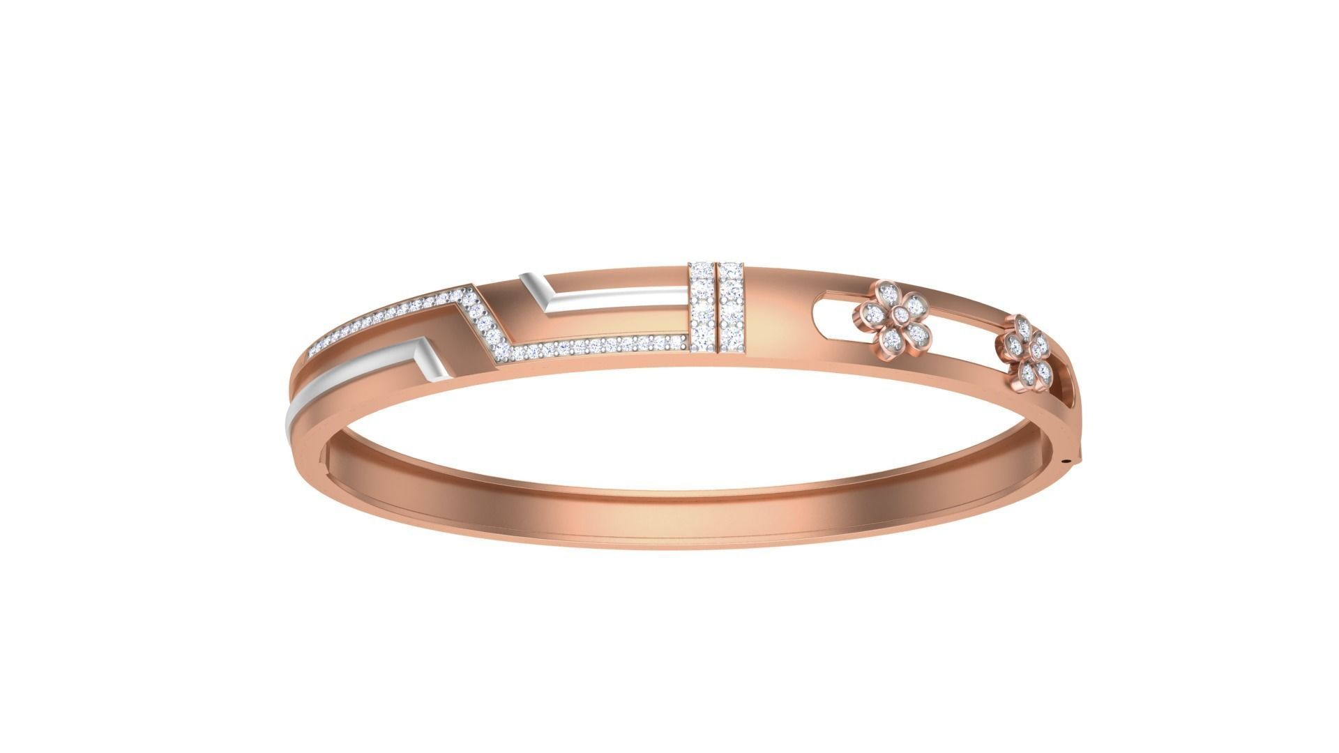 Flower Solid Diamond Unisex Bracelets 3dm stl renders obj  3D print model_7