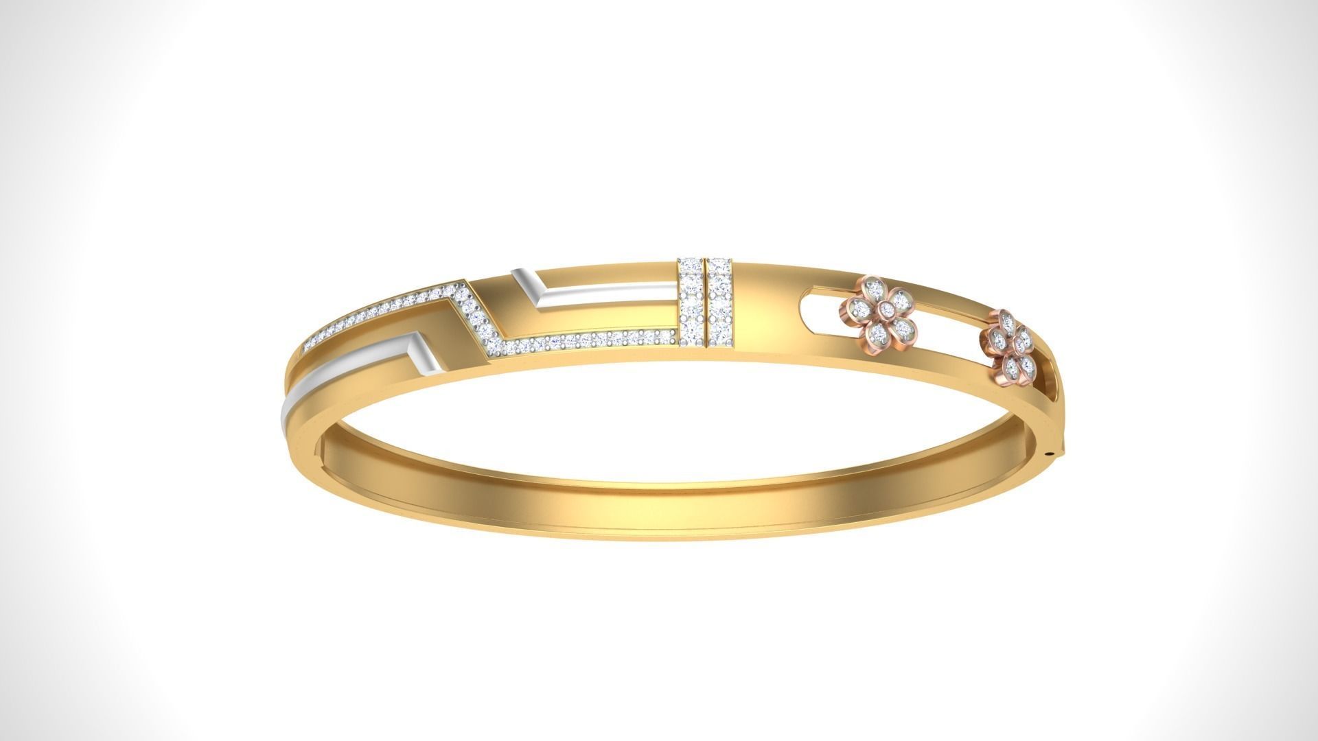 Flower Solid Diamond Unisex Bracelets 3dm stl renders obj  3D print model_8