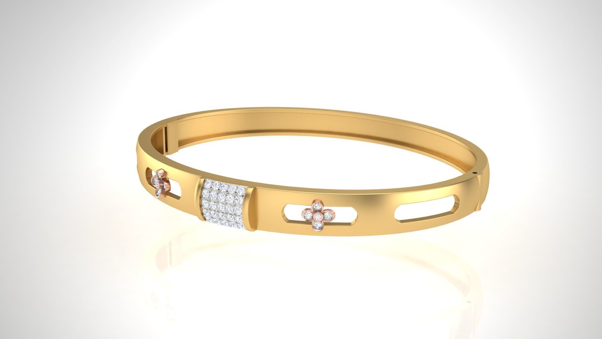 Flower Solid Diamond Unisex Bracelets 3dm stl renders obj  3D print model_14