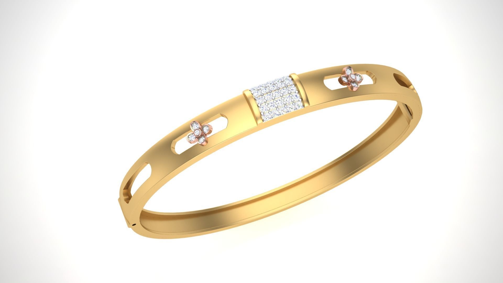 Flower Solid Diamond Unisex Bracelets 3dm stl renders obj  3D print model_5