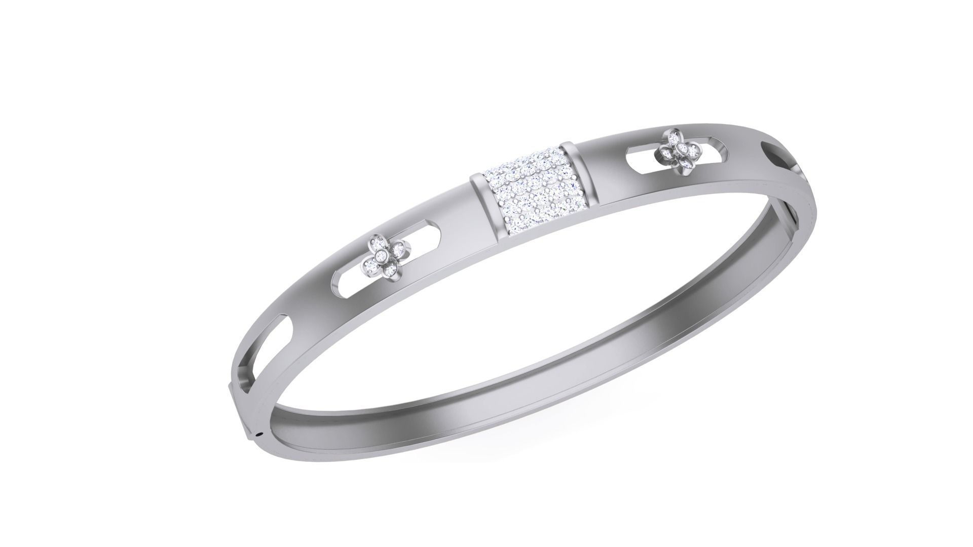 Flower Solid Diamond Unisex Bracelets 3dm stl renders obj  3D print model_1