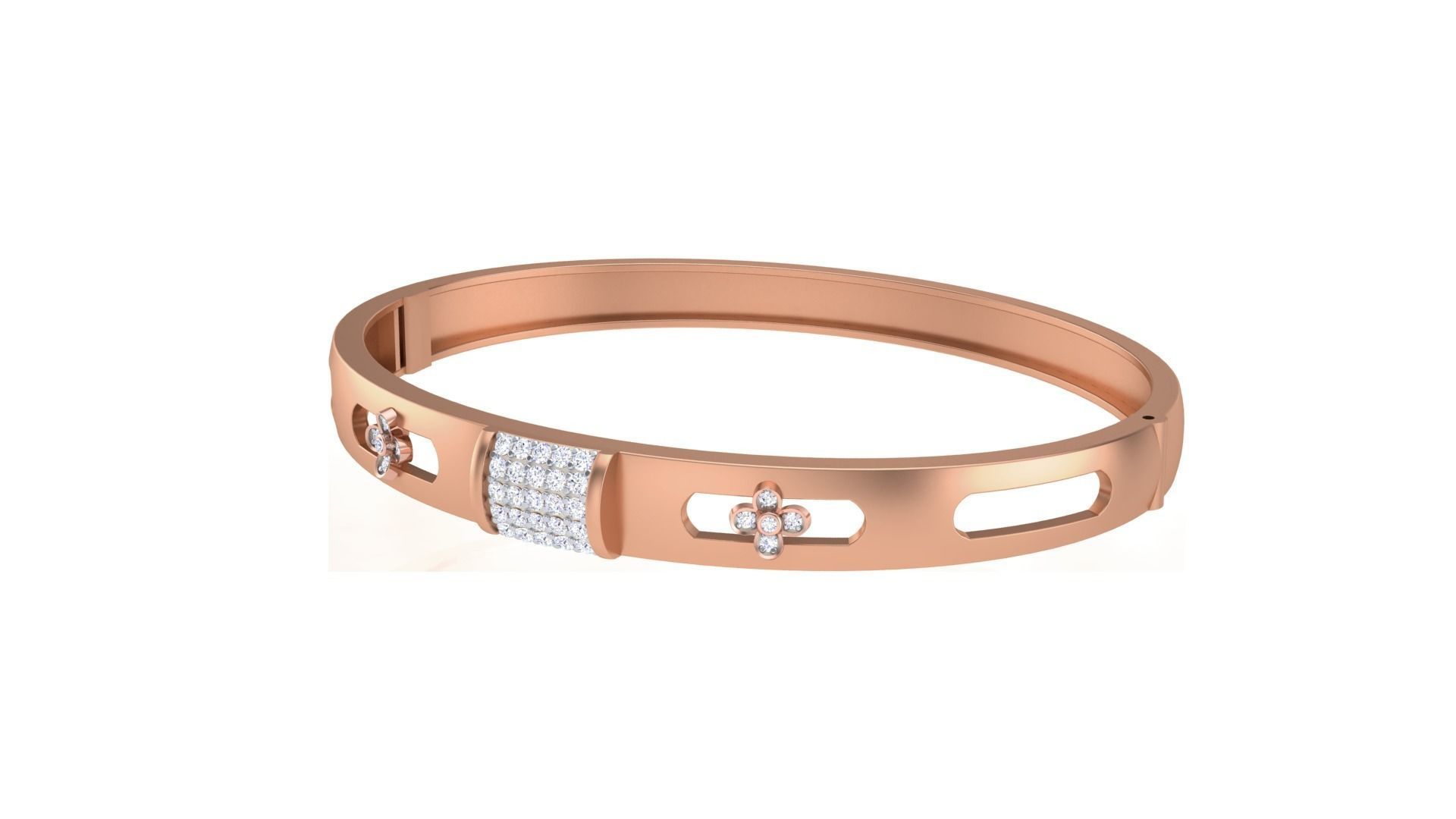 Flower Solid Diamond Unisex Bracelets 3dm stl renders obj  3D print model_12