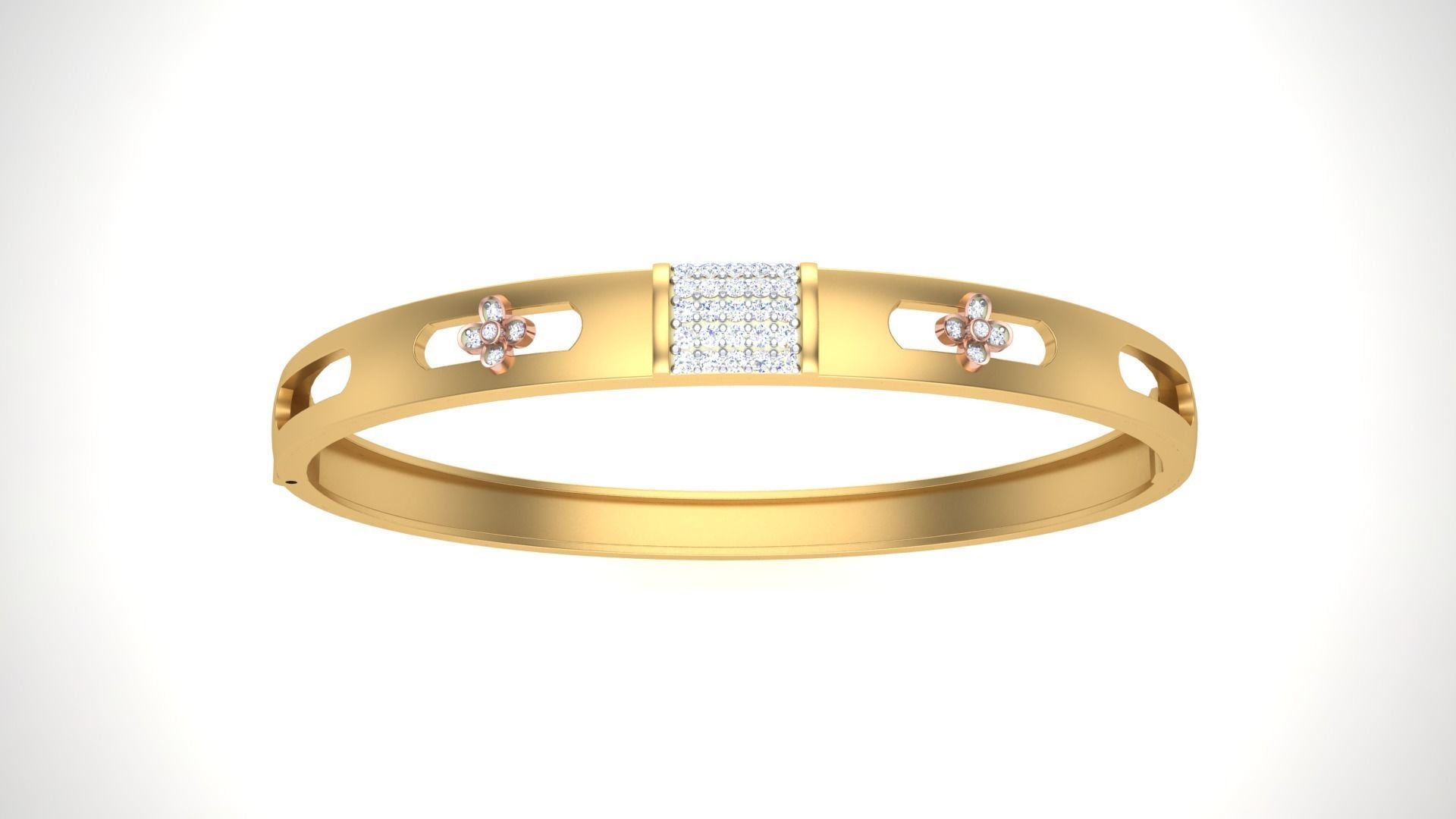 Flower Solid Diamond Unisex Bracelets 3dm stl renders obj  3D print model_6