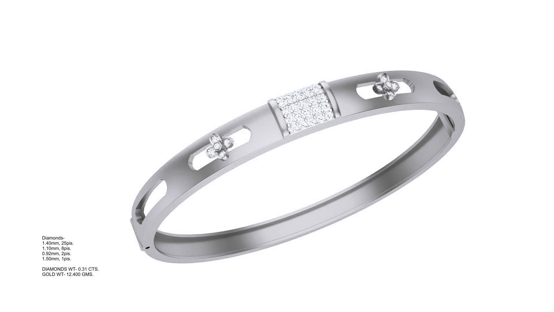Flower Solid Diamond Unisex Bracelets 3dm stl renders obj  3D print model_3