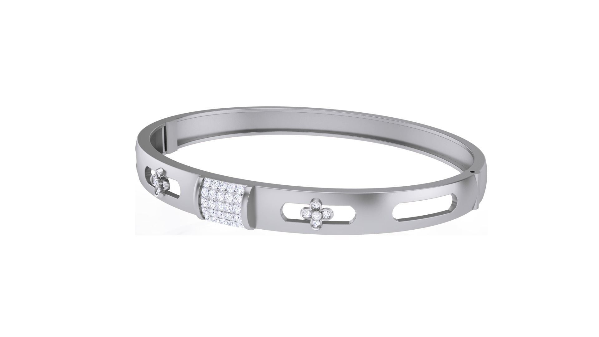 Flower Solid Diamond Unisex Bracelets 3dm stl renders obj  3D print model_13