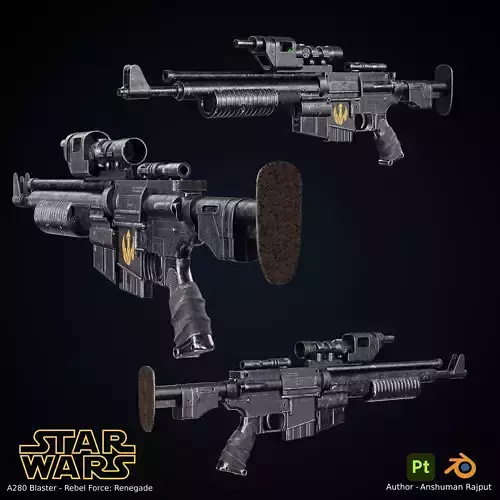 Star wars A280 Rifle Low-poly 3D model