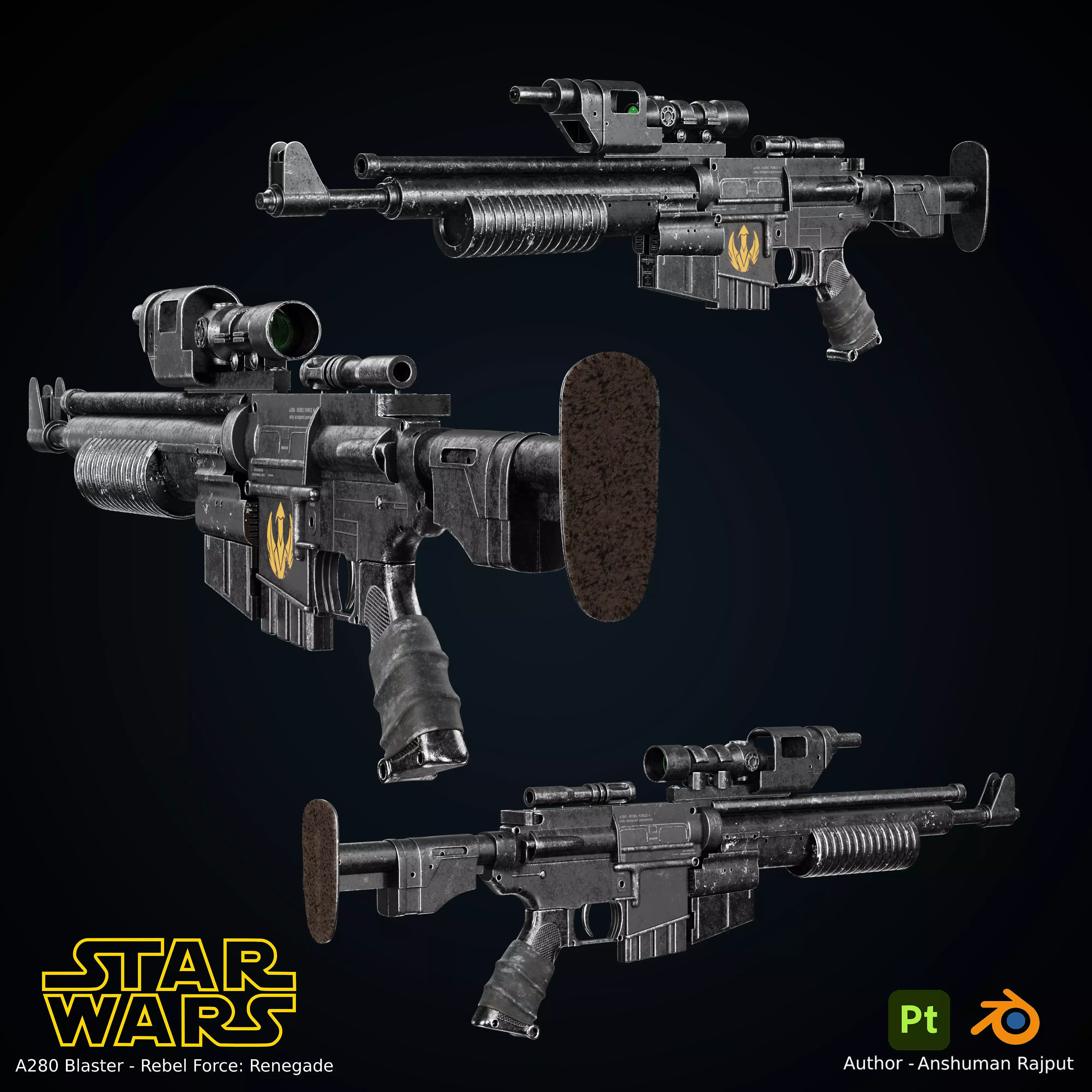 Star wars A280 Rifle Low-poly 3D model
