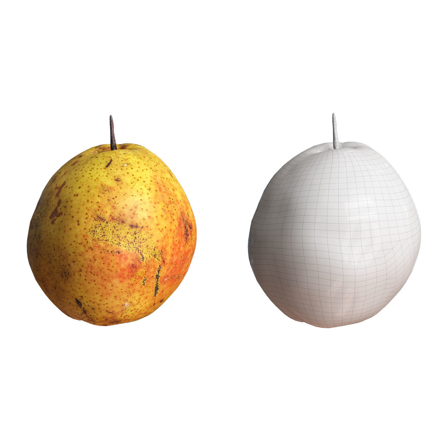 4 Realistic pears 01 Low-poly 3D model_2