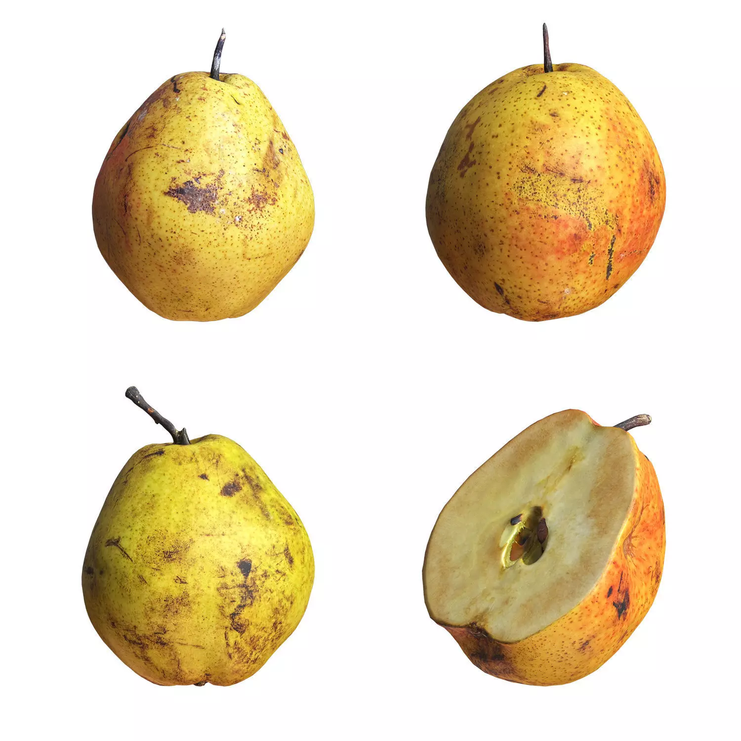 4 Realistic pears 01 Low-poly 3D model_0