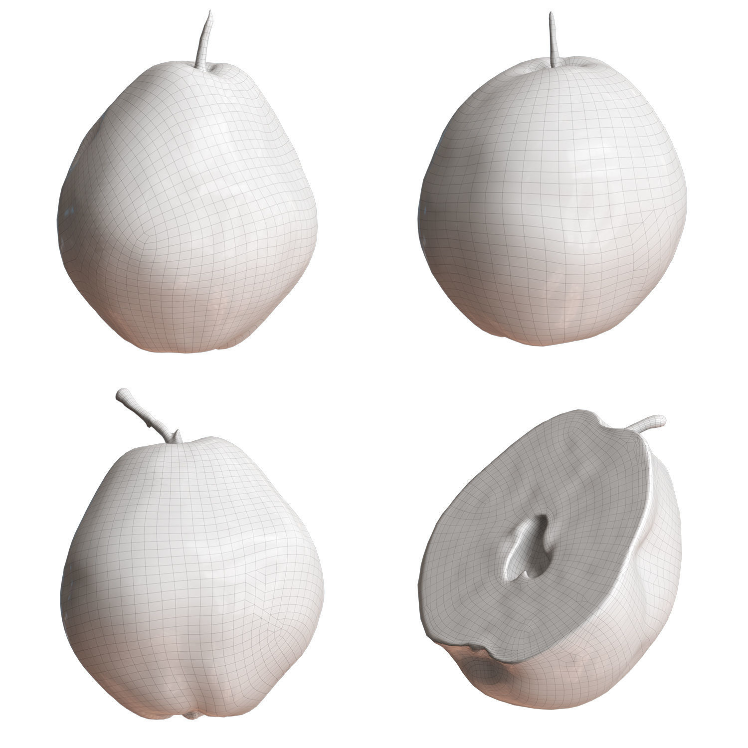 4 Realistic pears 01 Low-poly 3D model_5