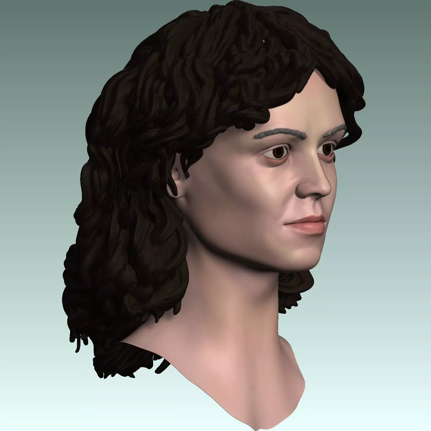 Sigourney Weaver  head  from Alien movie 3D print model_0