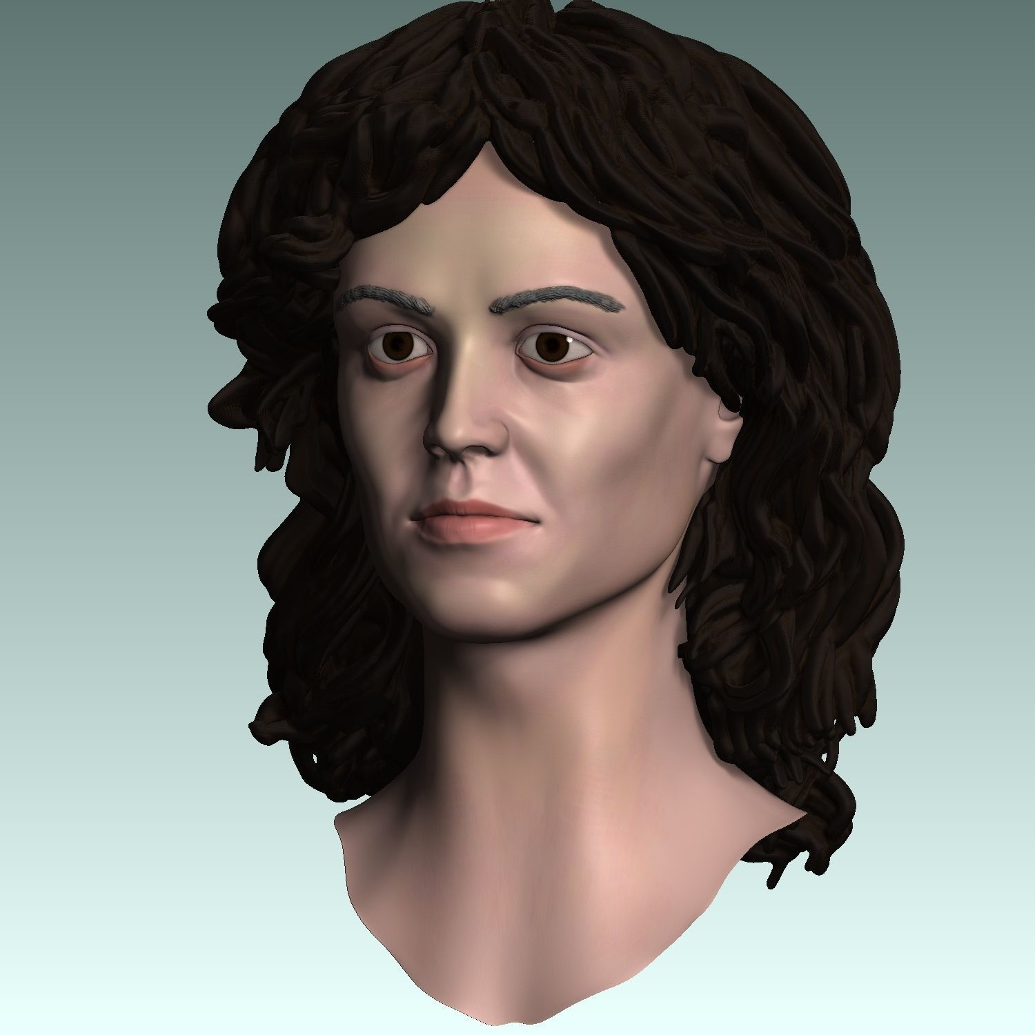 Sigourney Weaver  head  from Alien movie 3D print model_1