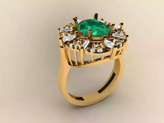 Emerald diamond ring 005