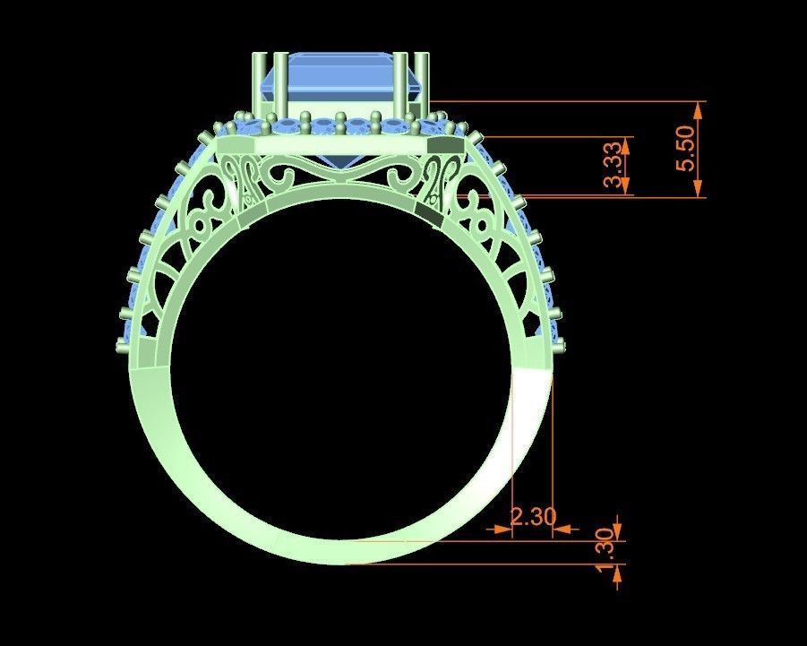 EMRELD CUTT RING 3D print model_3