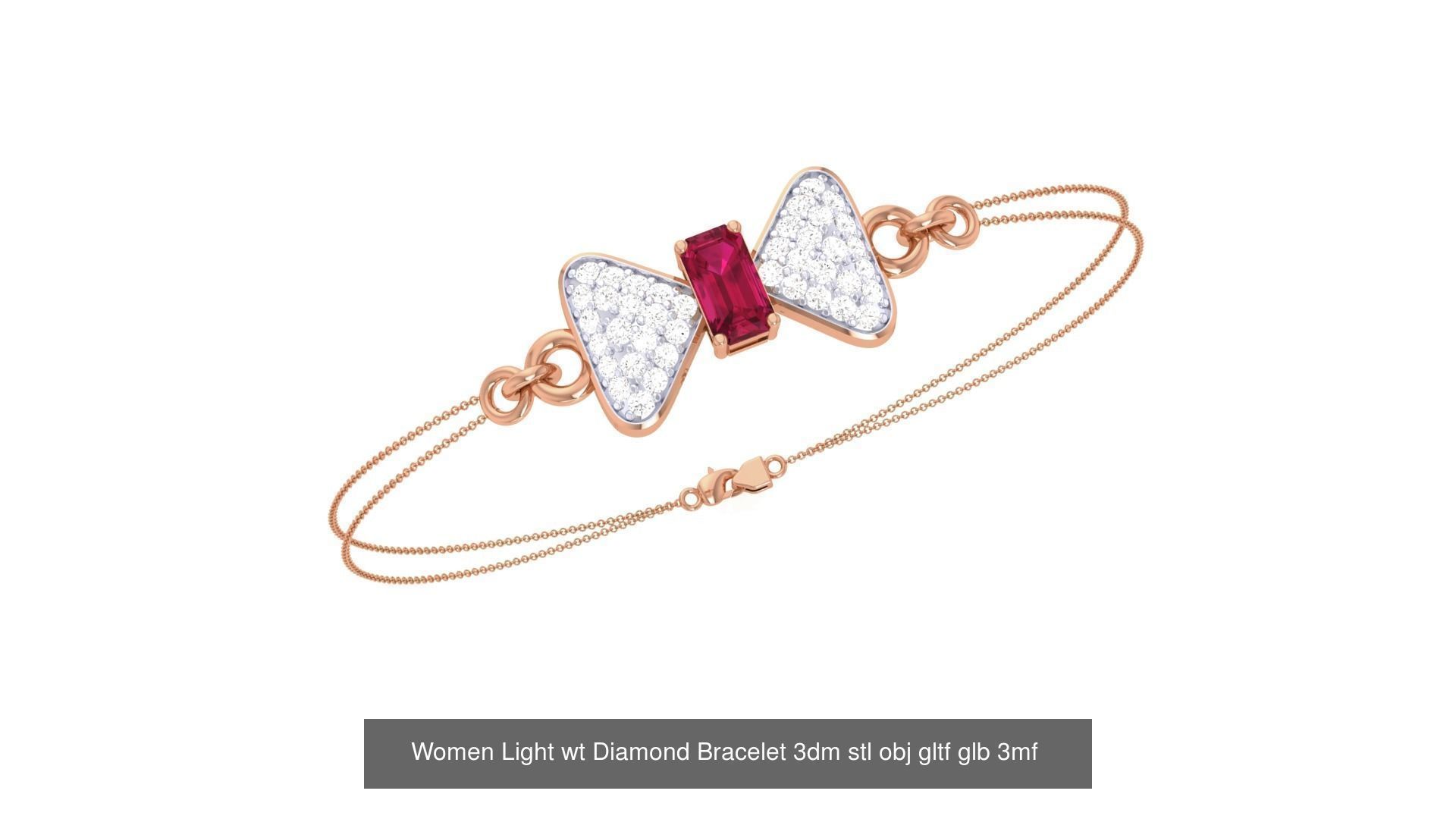 17 Women Light wt Diamond Bracelet 3dm stl obj gltf glb 3D Model Collection_15