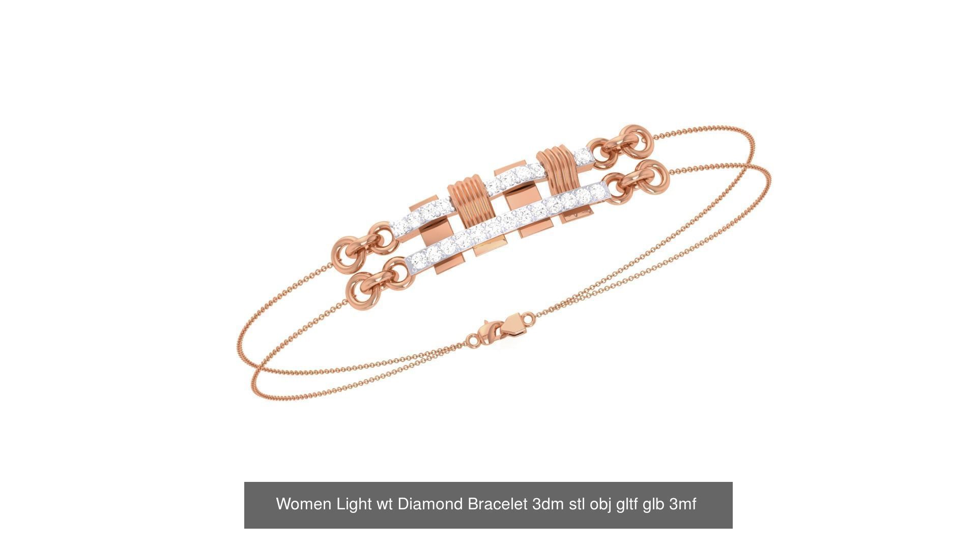 17 Women Light wt Diamond Bracelet 3dm stl obj gltf glb 3D Model Collection_16