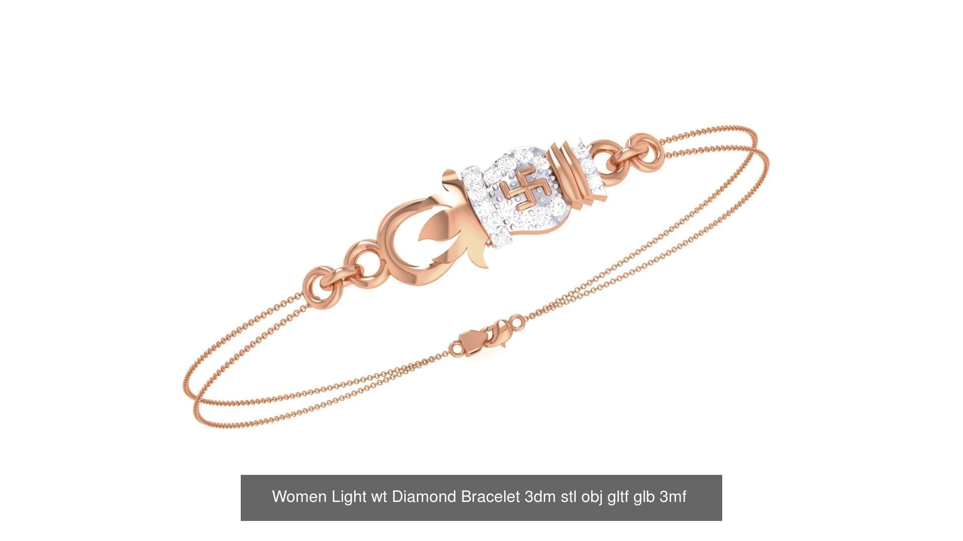 17 Women Light wt Diamond Bracelet 3dm stl obj gltf glb 3D Model Collection_13