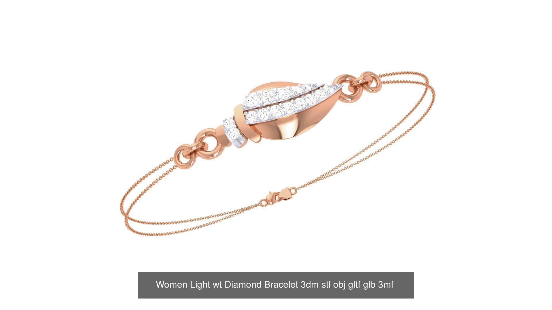17 Women Light wt Diamond Bracelet 3dm stl obj gltf glb 3D Model Collection_18