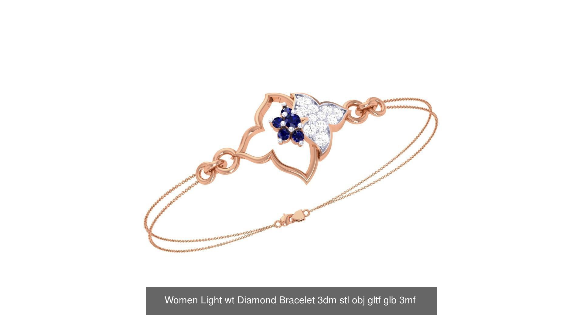 17 Women Light wt Diamond Bracelet 3dm stl obj gltf glb 3D Model Collection_5