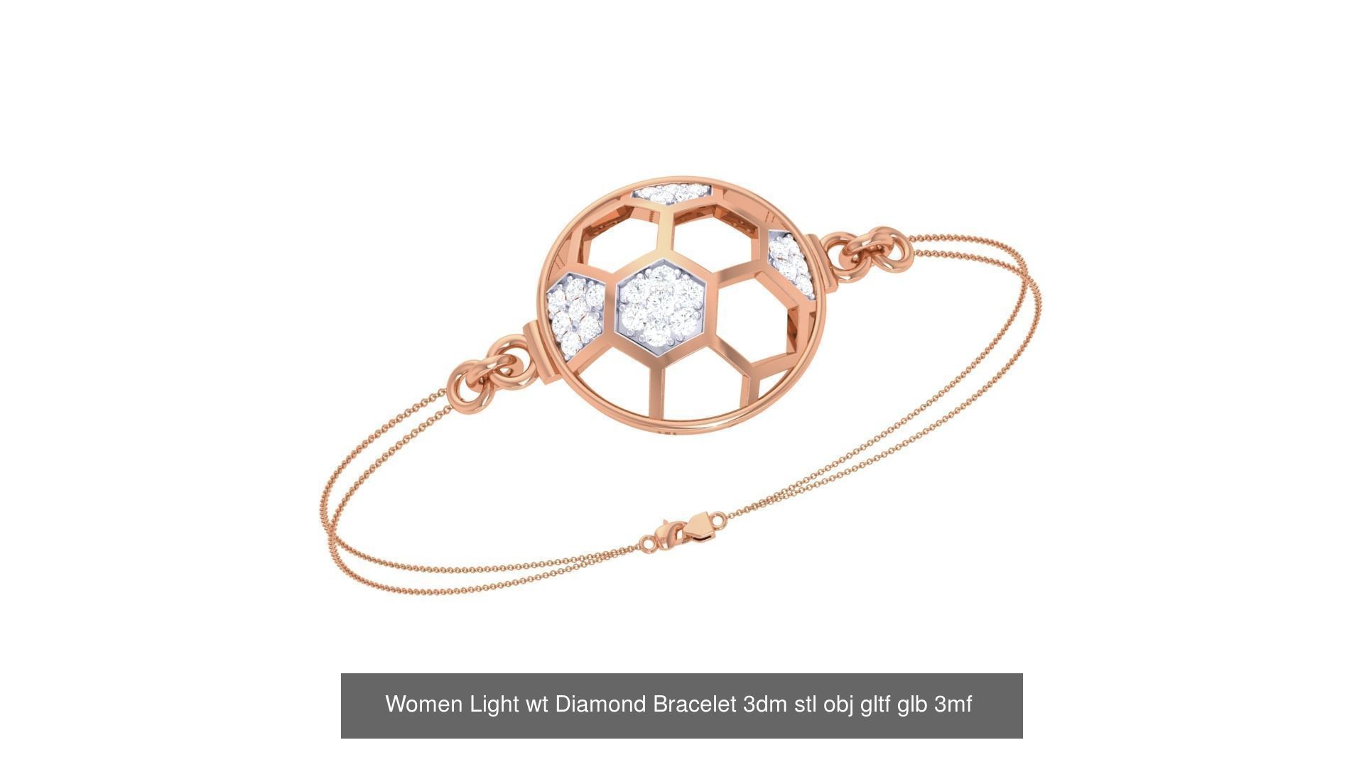 17 Women Light wt Diamond Bracelet 3dm stl obj gltf glb 3D Model Collection_19