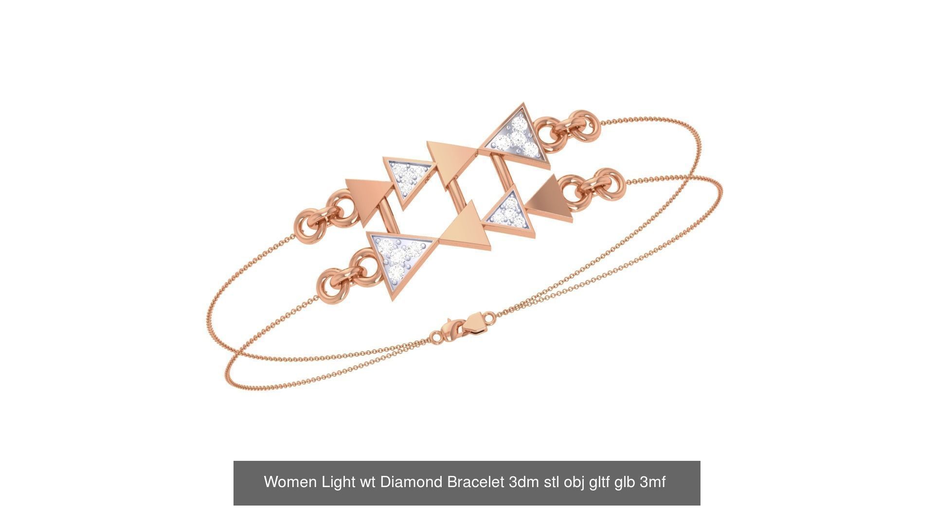 17 Women Light wt Diamond Bracelet 3dm stl obj gltf glb 3D Model Collection_11