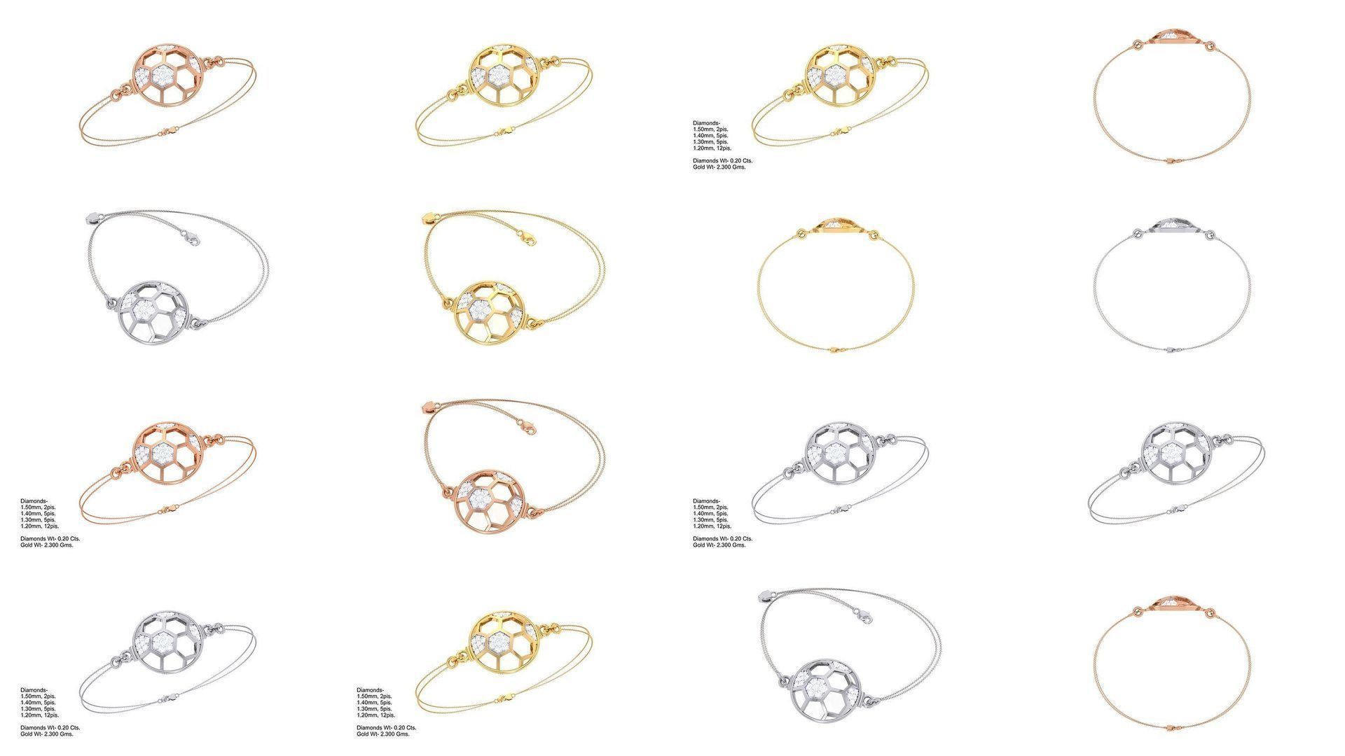 17 Women Light wt Diamond Bracelet 3dm stl obj gltf glb 3D Model Collection_1