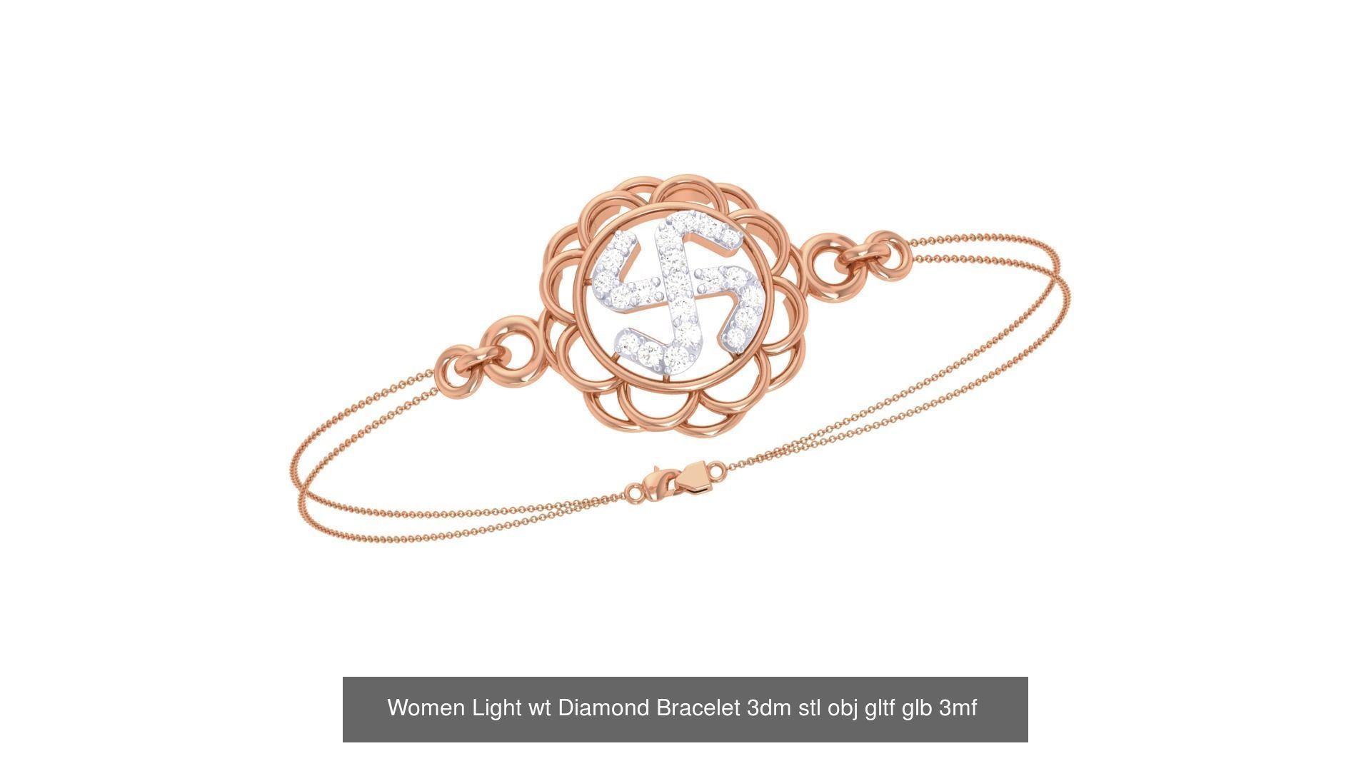 17 Women Light wt Diamond Bracelet 3dm stl obj gltf glb 3D Model Collection_17
