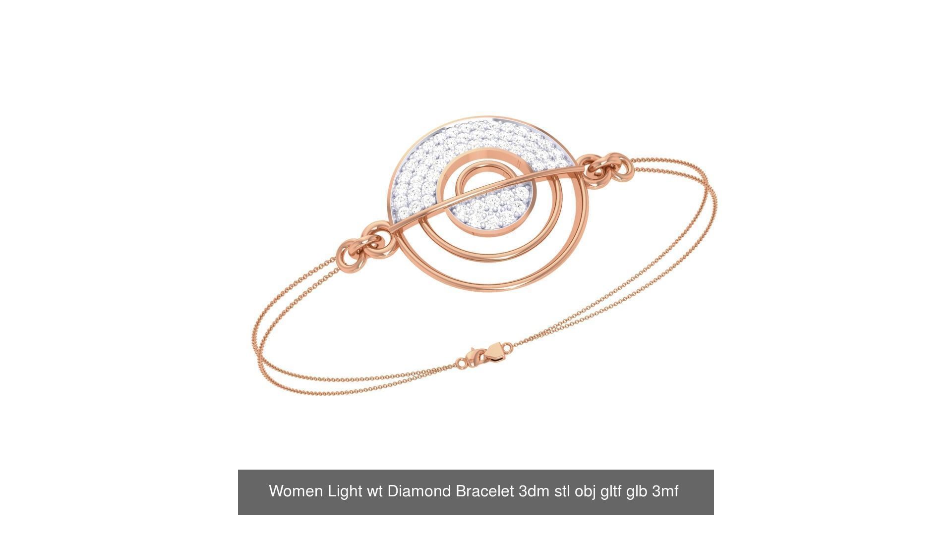 17 Women Light wt Diamond Bracelet 3dm stl obj gltf glb 3D Model Collection_8