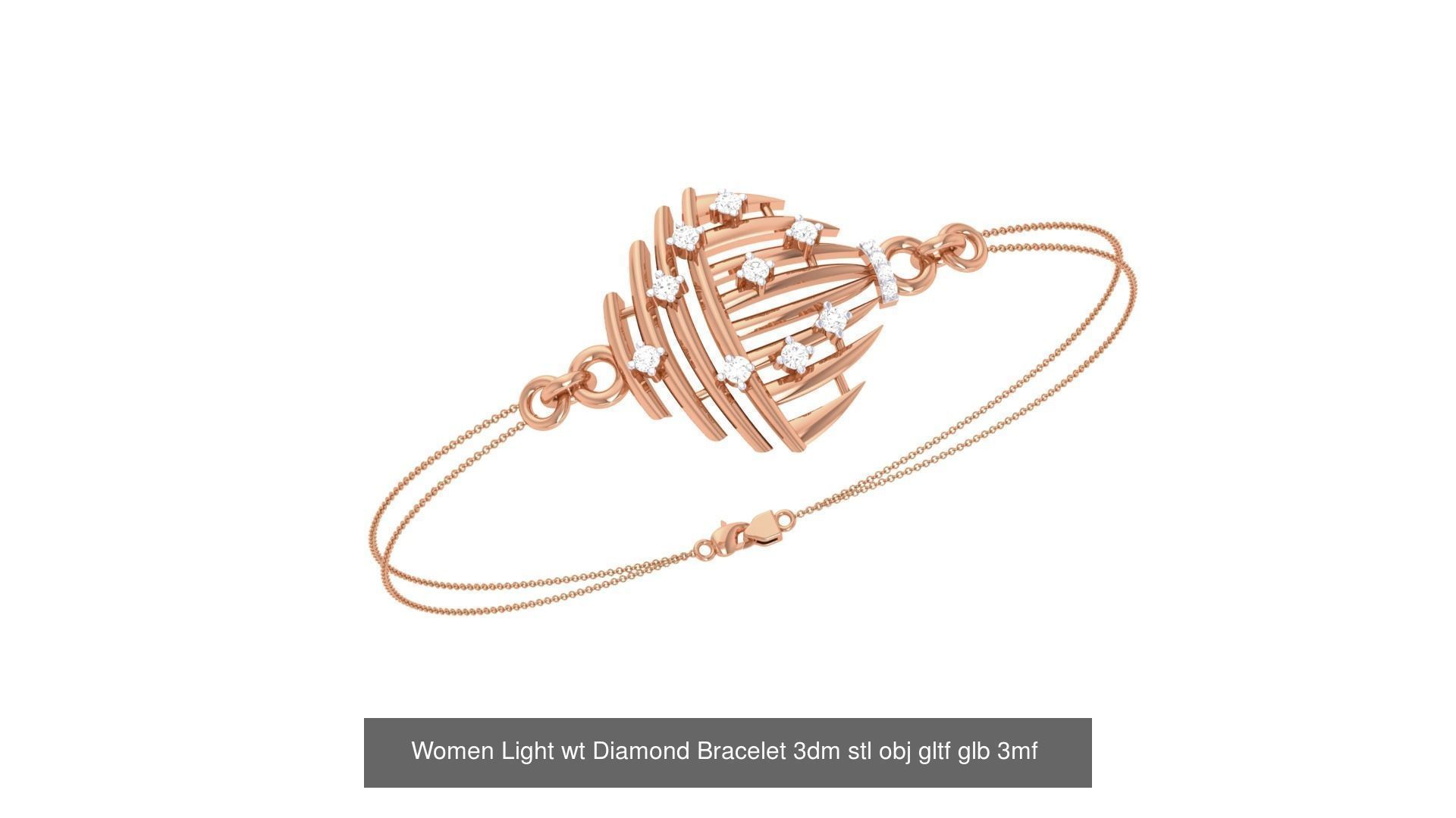 17 Women Light wt Diamond Bracelet 3dm stl obj gltf glb 3D Model Collection_12