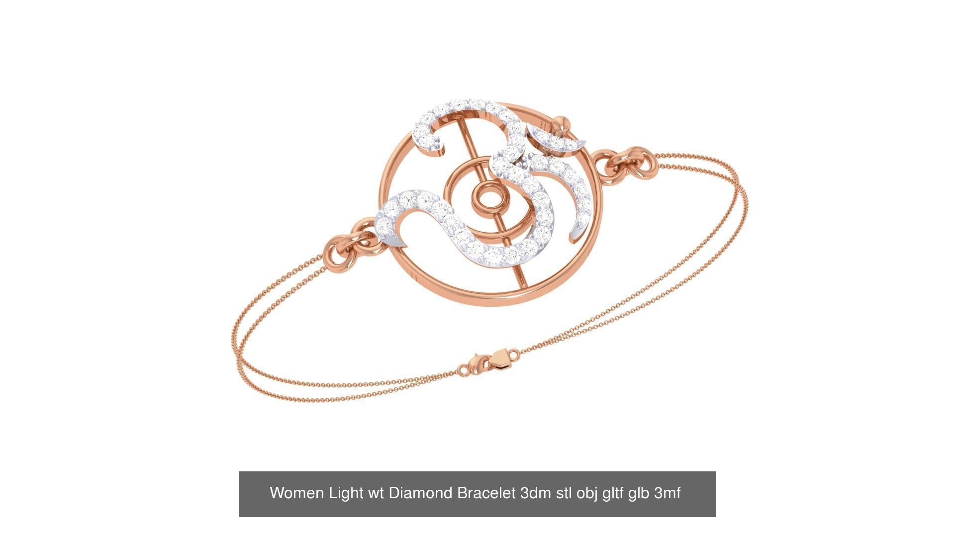 17 Women Light wt Diamond Bracelet 3dm stl obj gltf glb 3D Model Collection_9