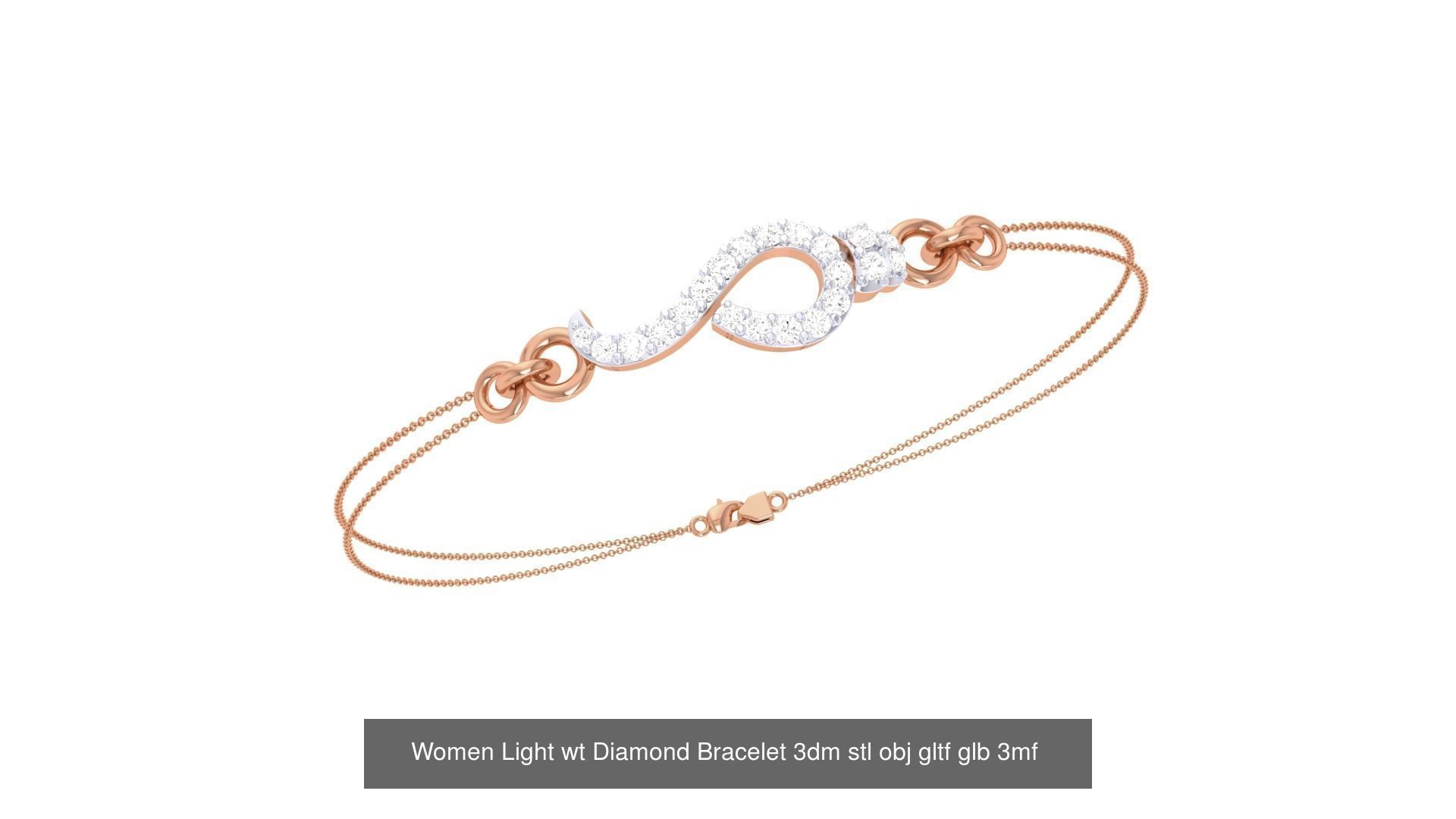 17 Women Light wt Diamond Bracelet 3dm stl obj gltf glb 3D Model Collection_10