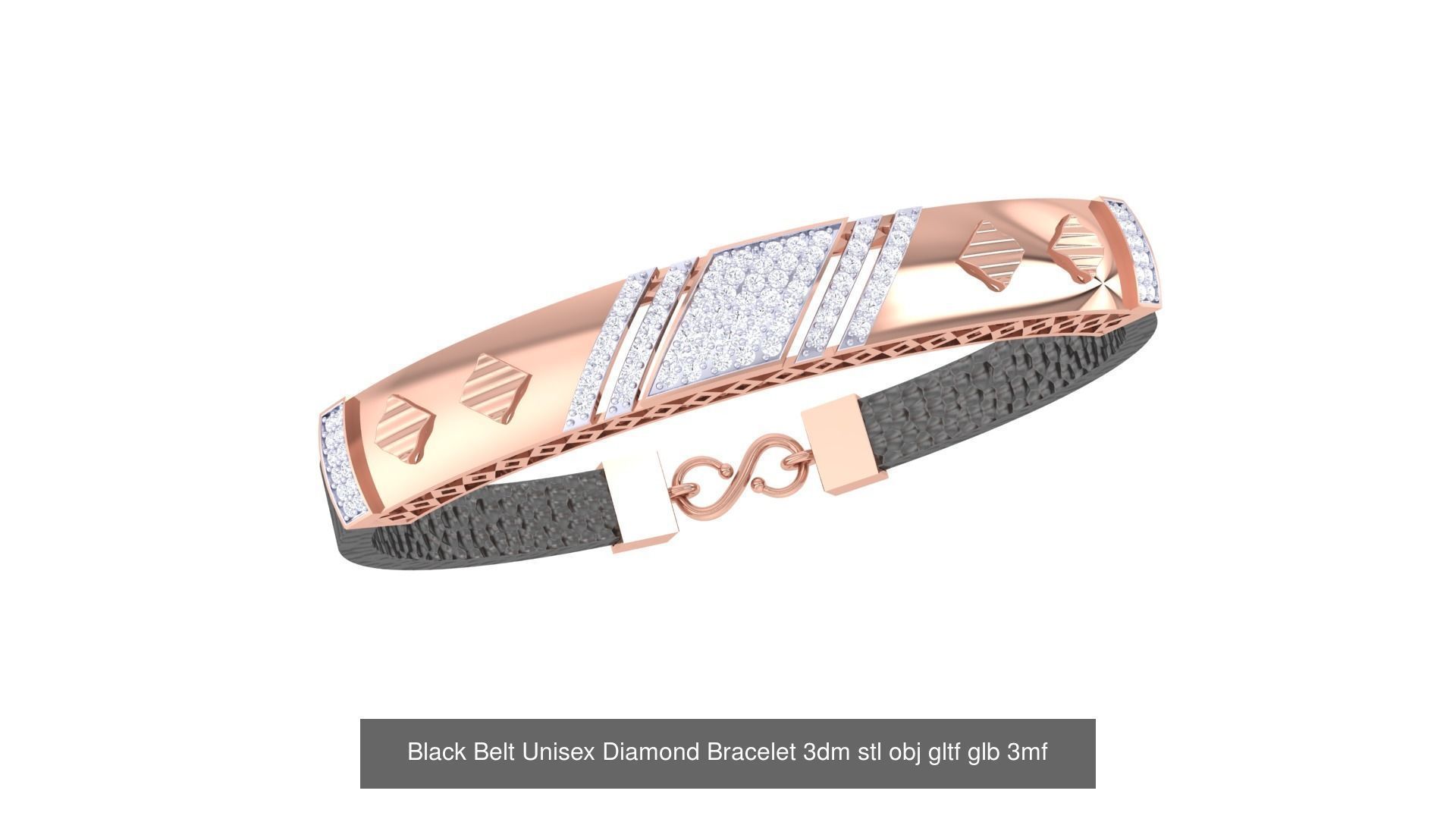 20 Black Belt Unisex Diamond Bracelet 3dm stl obj gltf glb 3mf 3D Model Collection_10