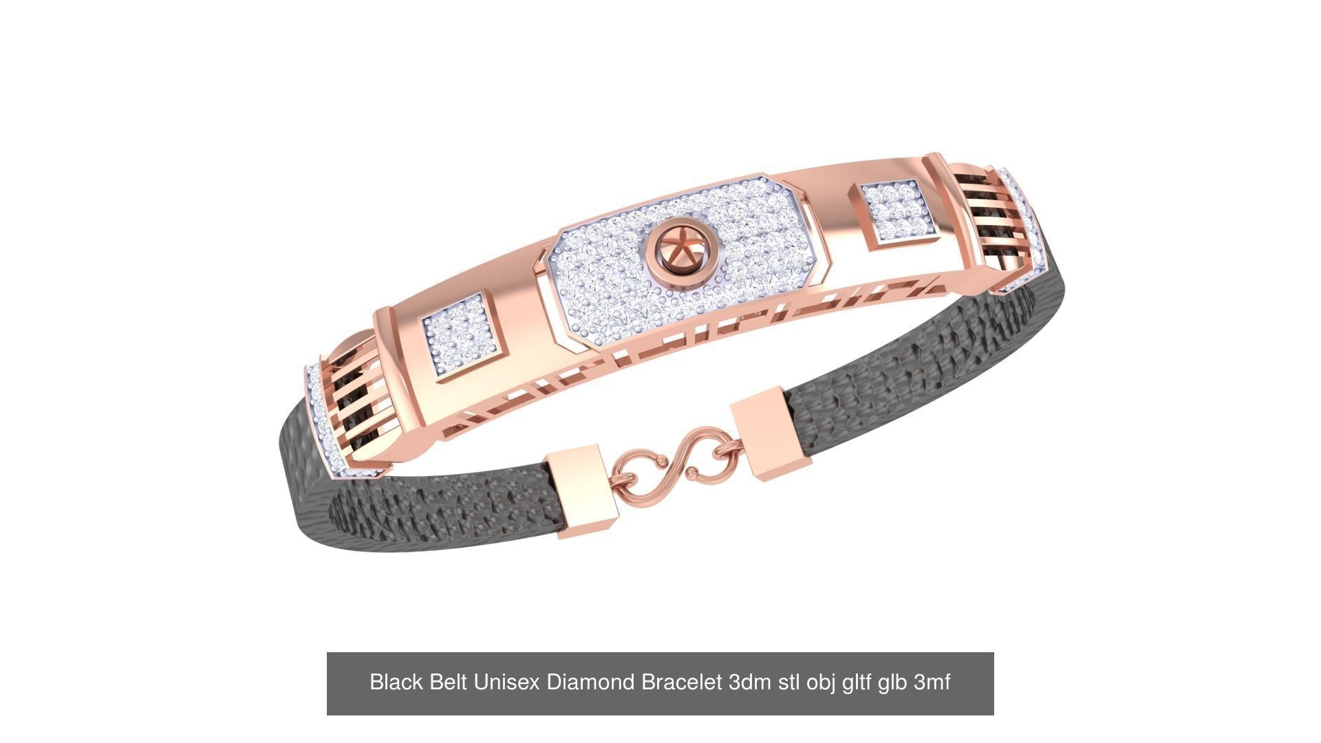 20 Black Belt Unisex Diamond Bracelet 3dm stl obj gltf glb 3mf 3D Model Collection_3