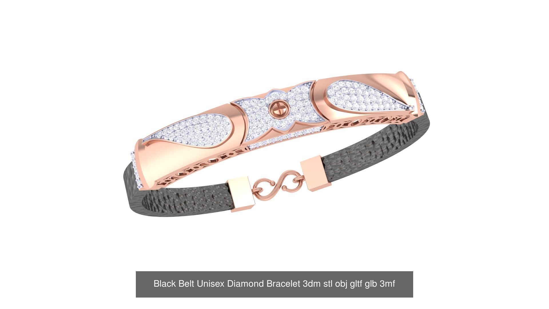 20 Black Belt Unisex Diamond Bracelet 3dm stl obj gltf glb 3mf 3D Model Collection_20