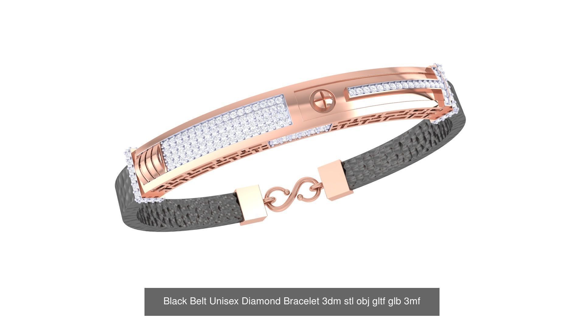 20 Black Belt Unisex Diamond Bracelet 3dm stl obj gltf glb 3mf 3D Model Collection_21